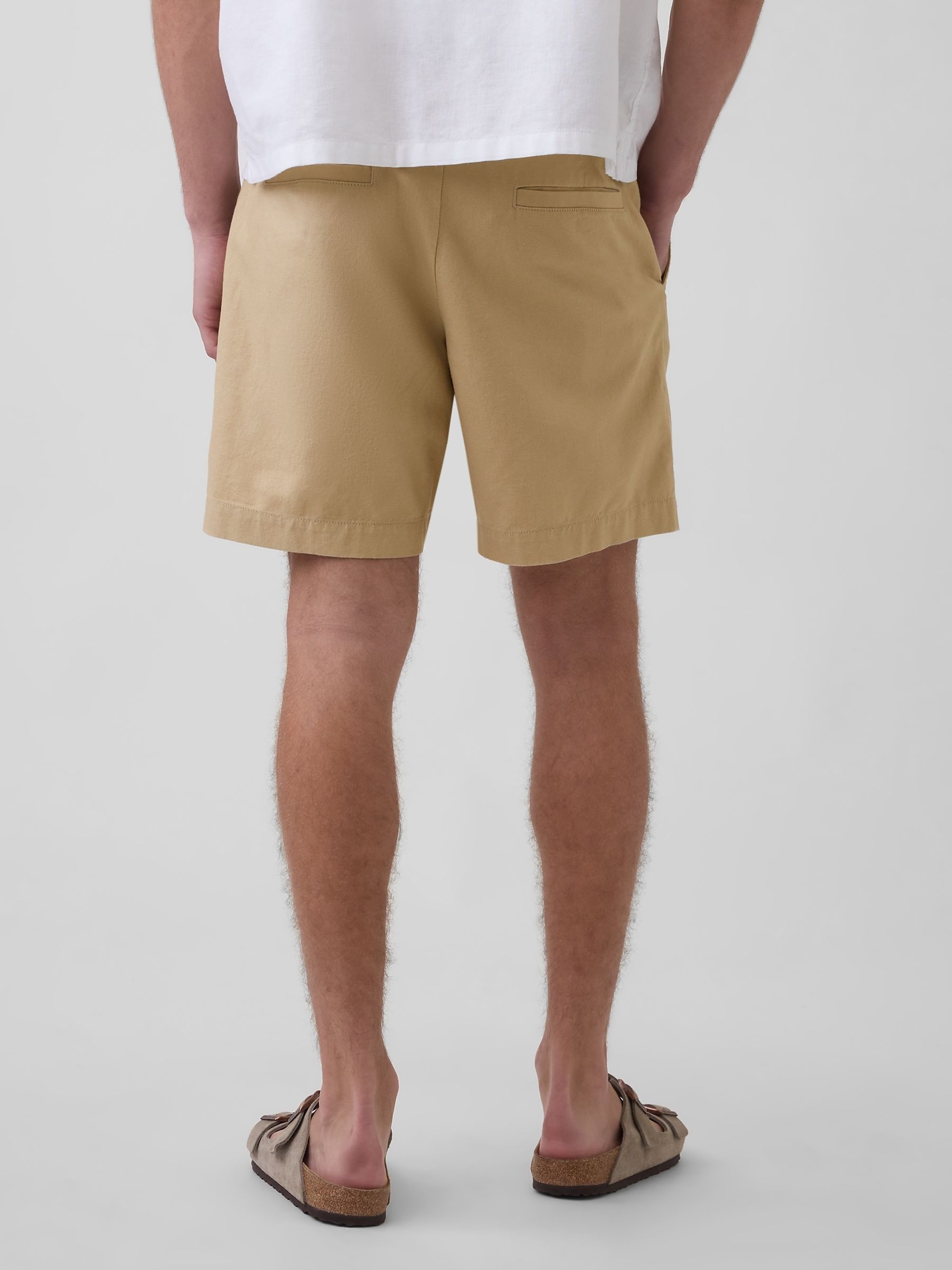 Beige 7.5 inch Linen-Cotton Shorts - Image 2 of 5