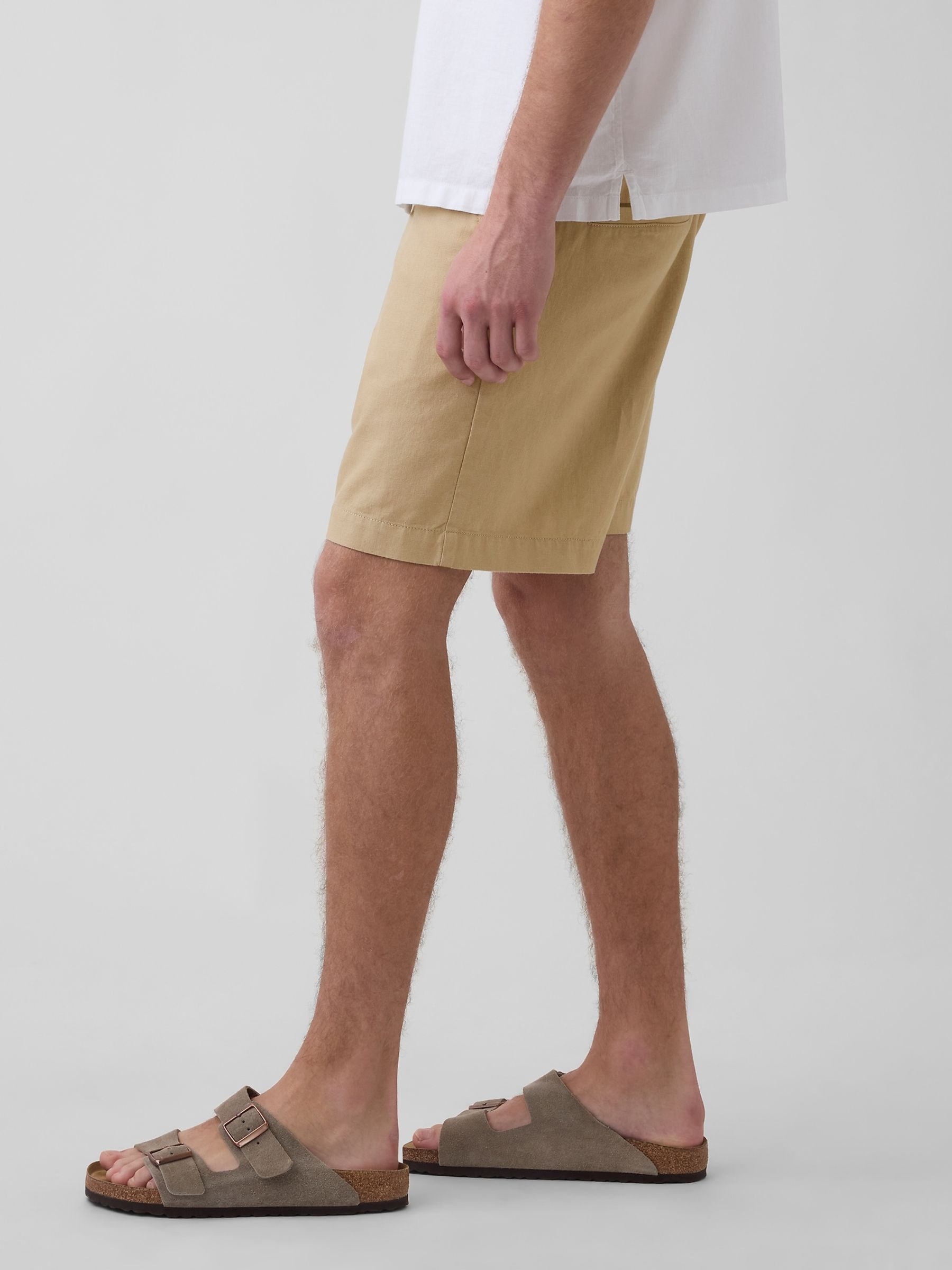 Beige 7.5 inch Linen-Cotton Shorts - Image 3 of 5