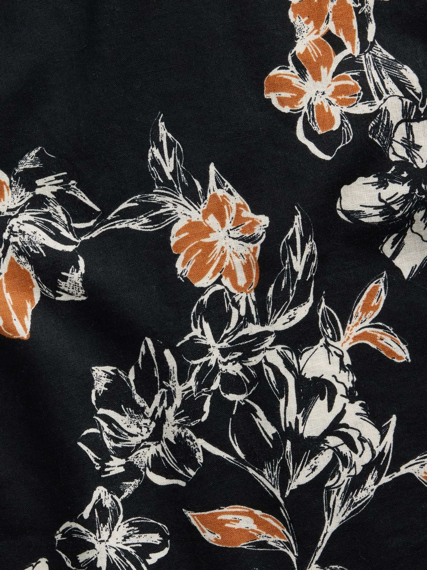 Black Floral Textured Linen-Cotton Shirt - Image 4 of 4
