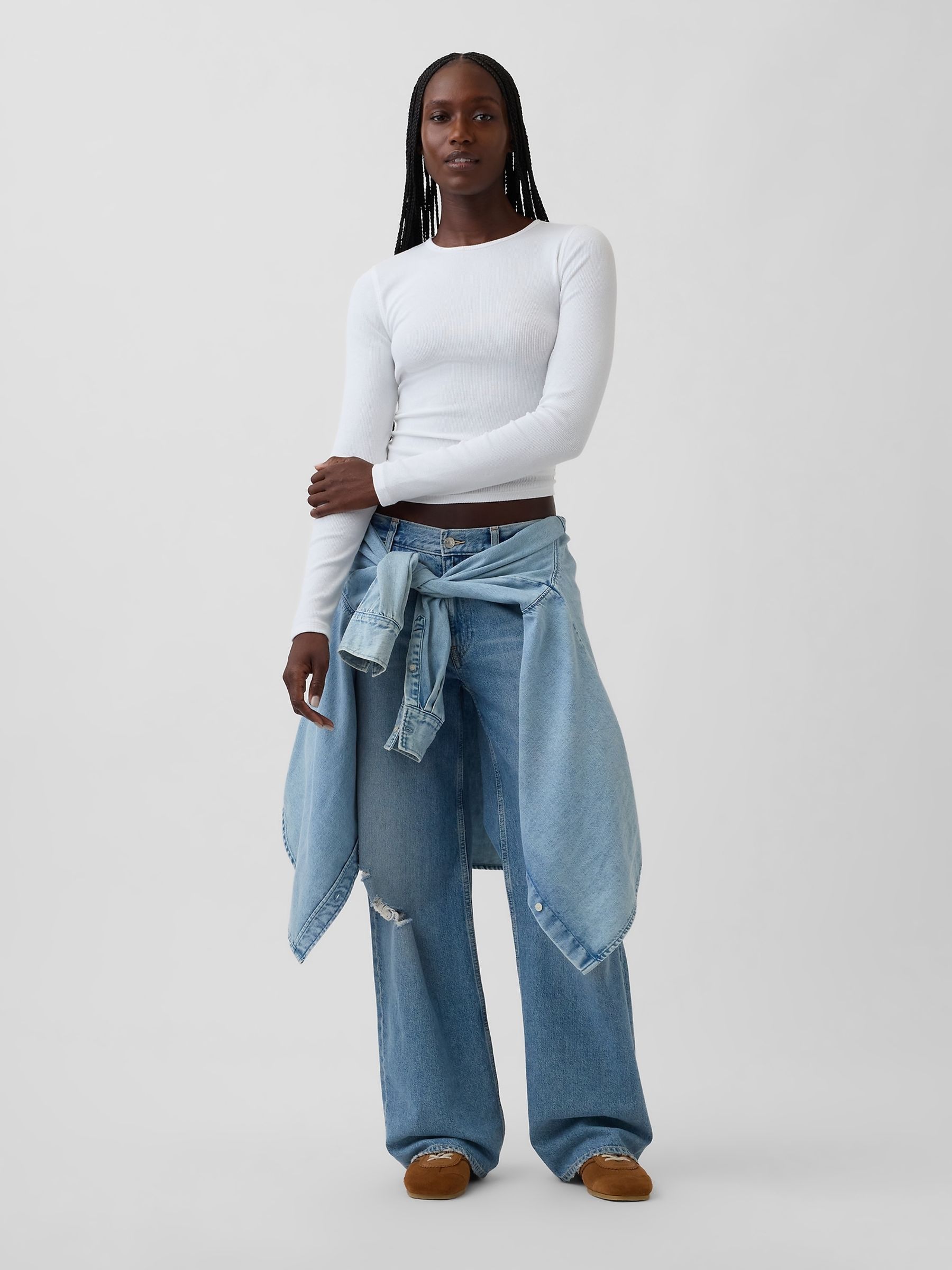 White Modern Rib T-Shirt - Image 3 of 4