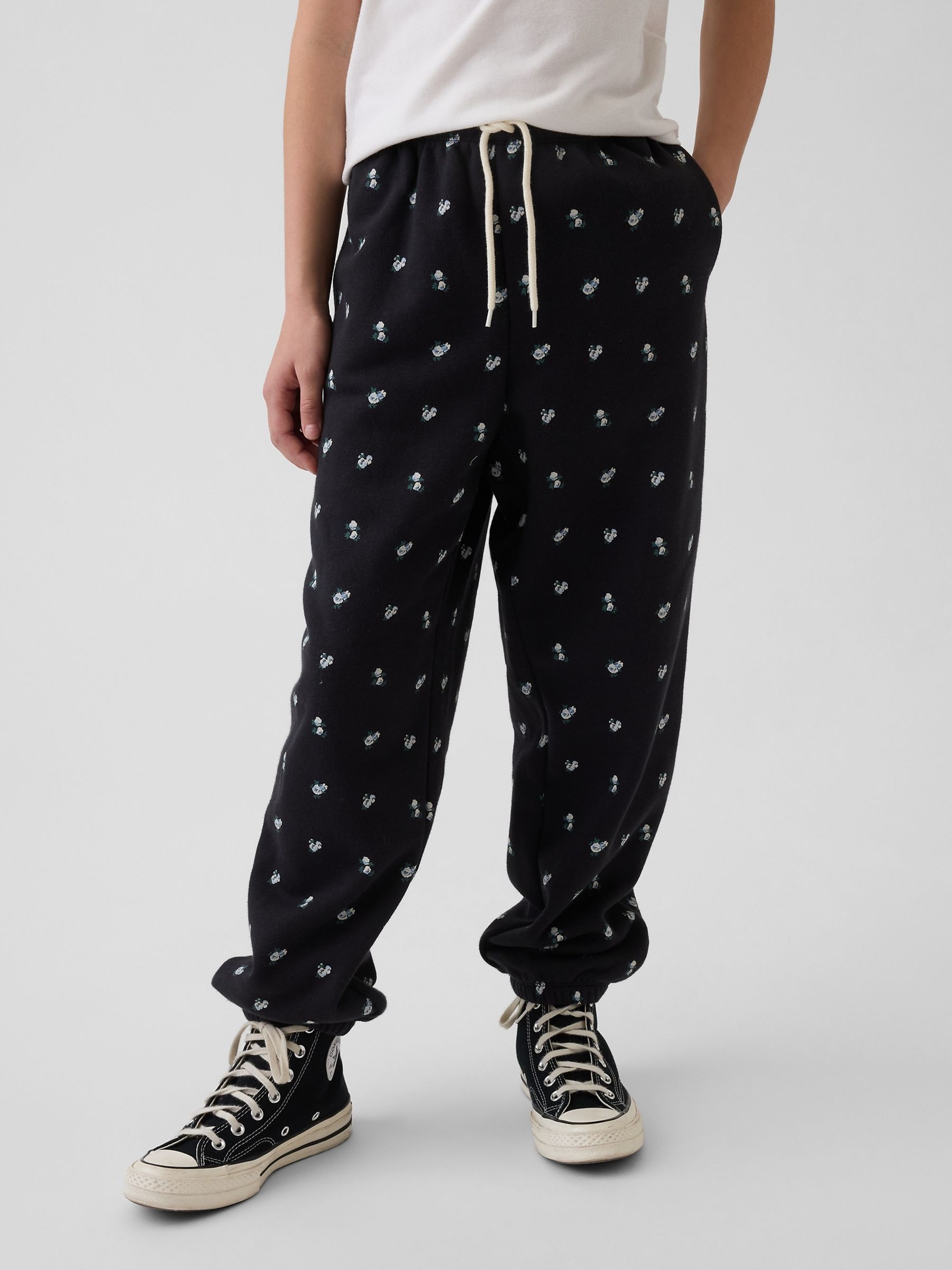 Black Floral VintageSoft Relaxed Joggers - Image 1 of 6