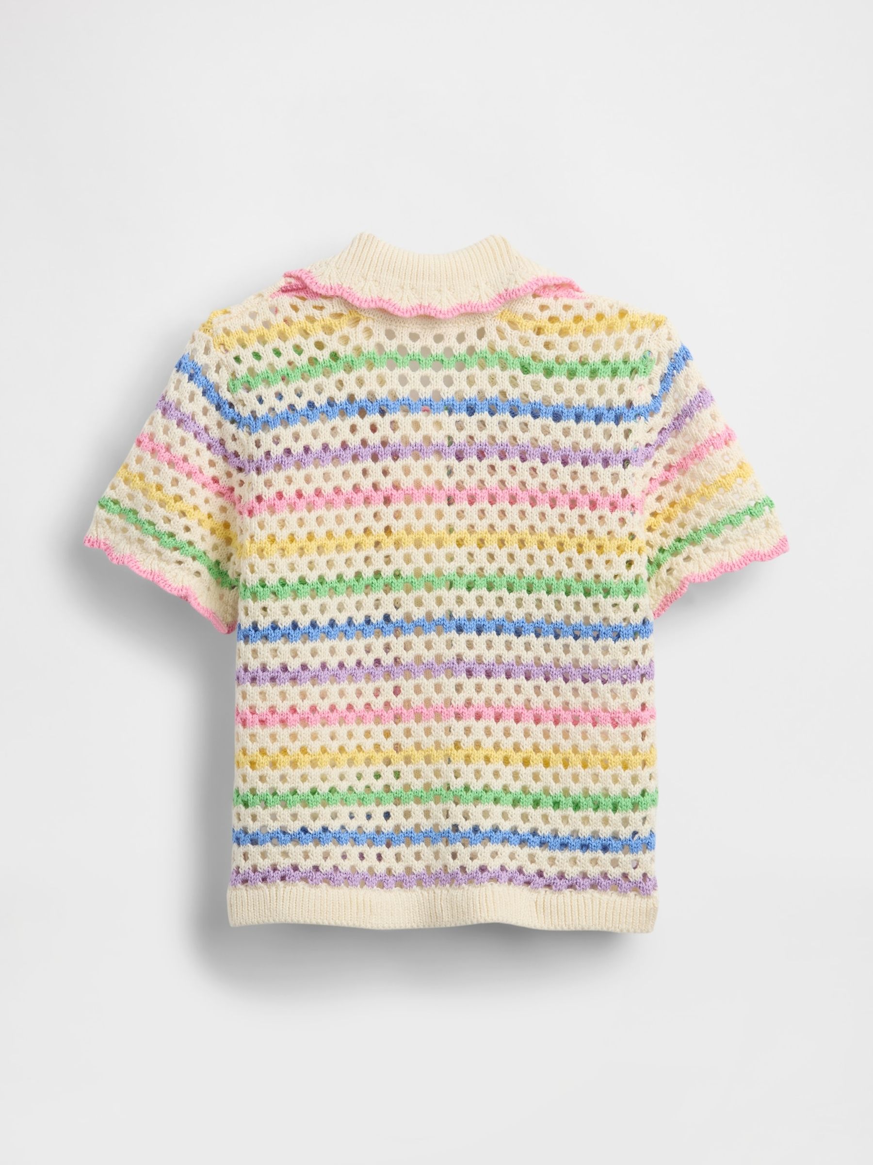 Multi Stripe Crochet Collared Jumper - Image 2 of 2