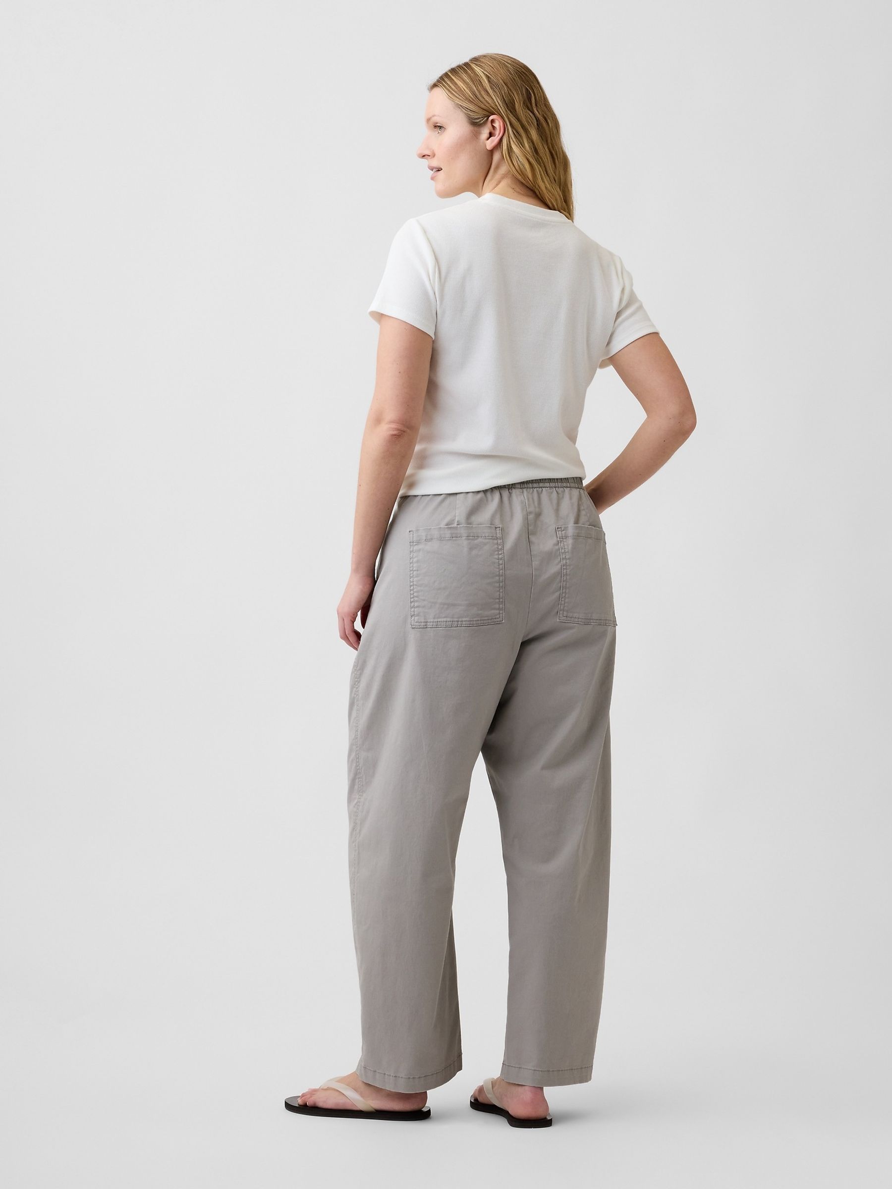 Grey Mid Rise Easy Pull On Barrel Chinos - Image 2 of 6
