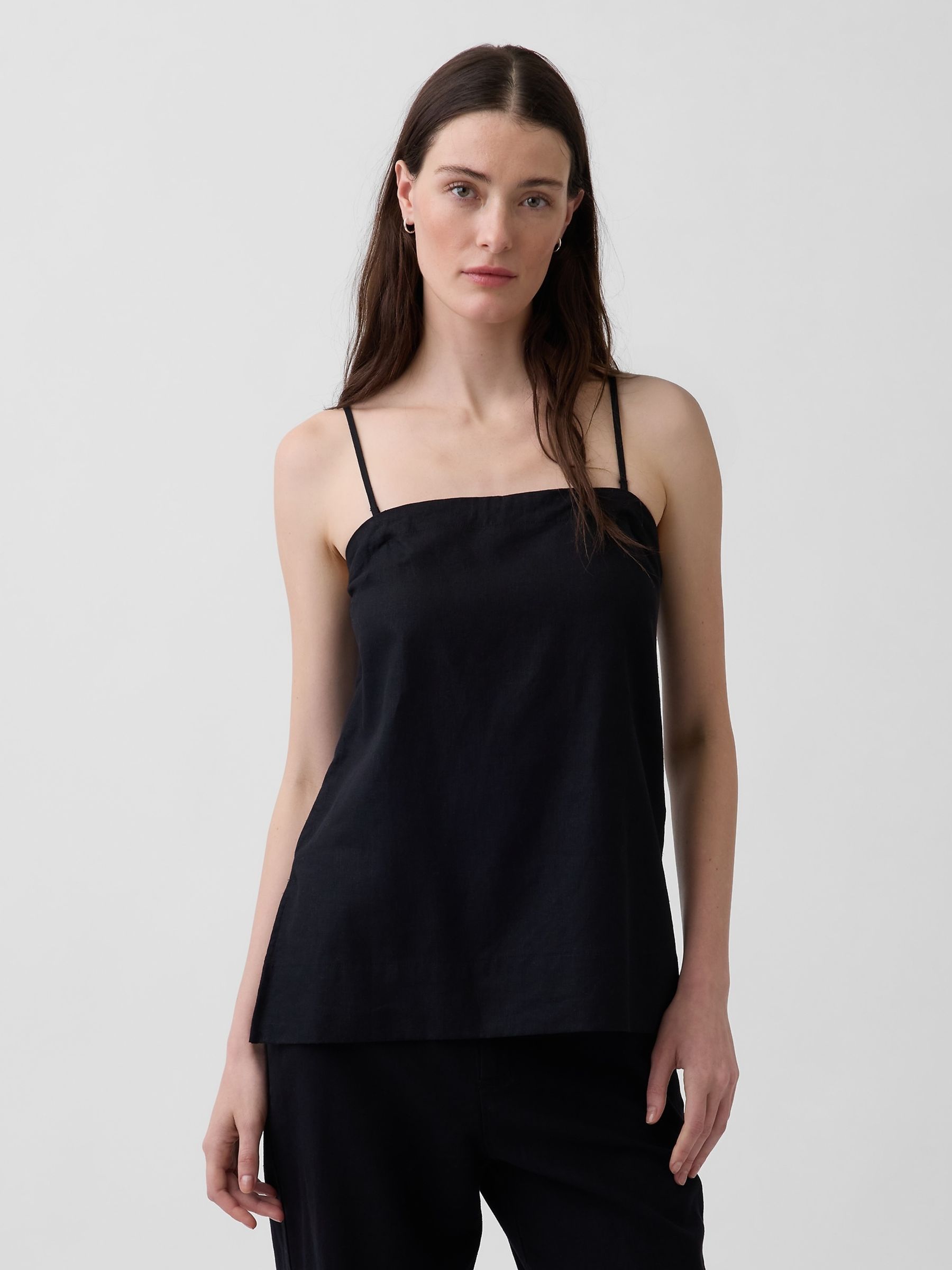 Black Linen-Blend Cami - Image 1 of 4