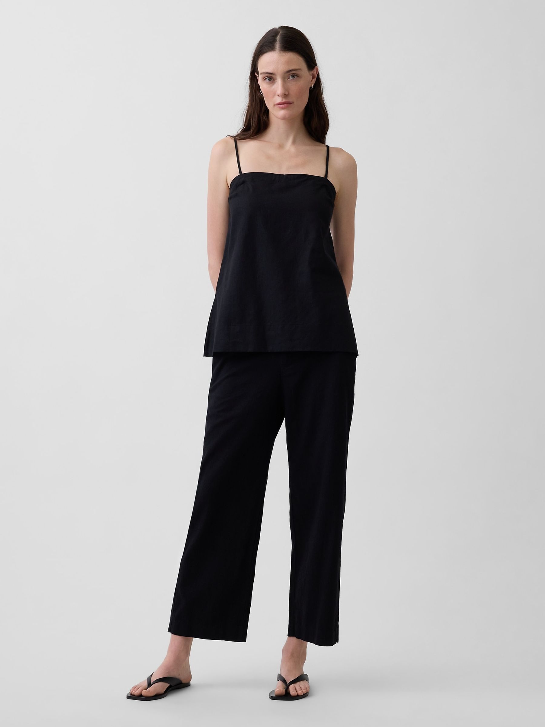 Black Linen-Blend Cami - Image 3 of 4