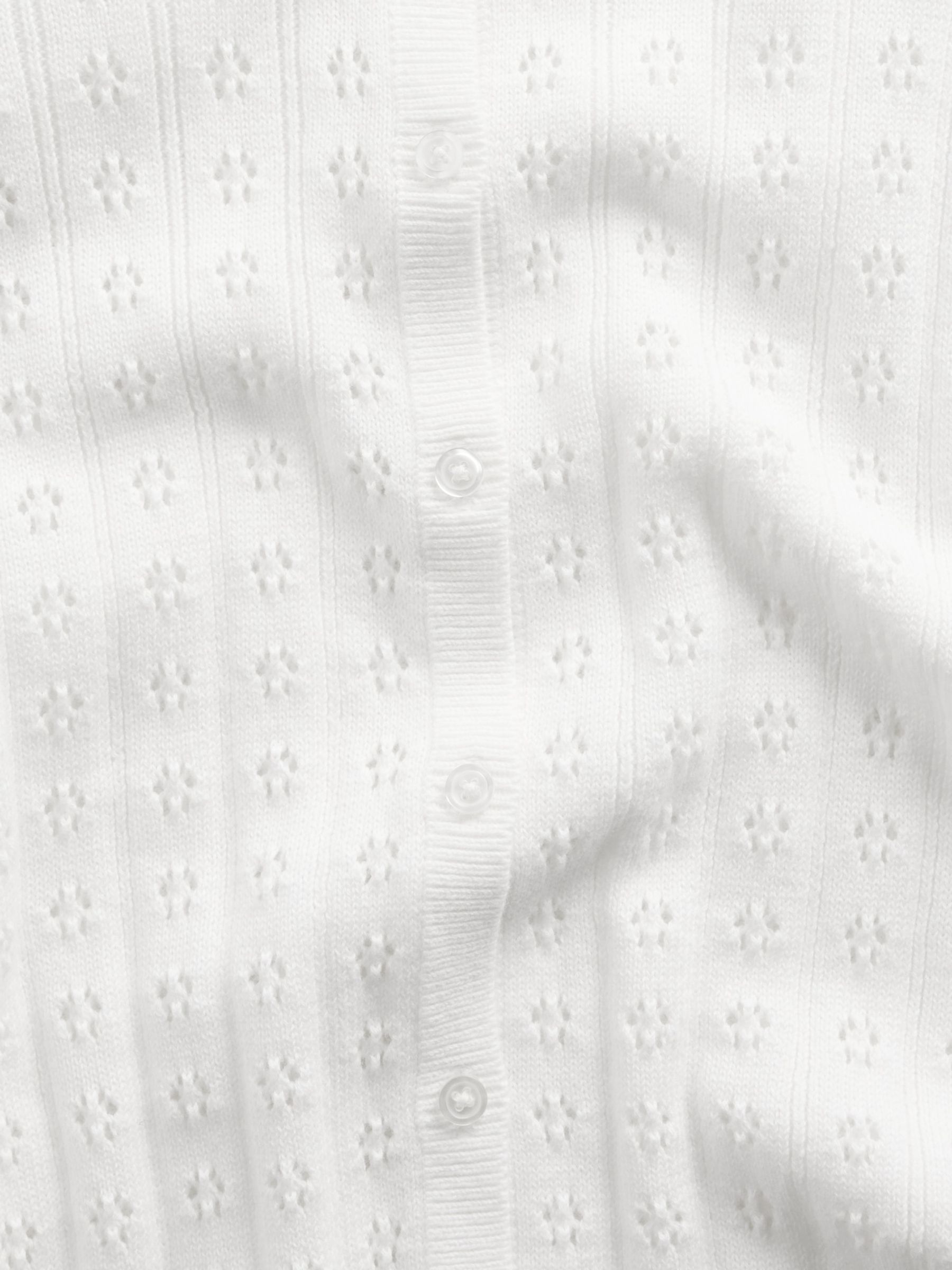 White Pointelle Crop Cardigan - Image 4 of 4