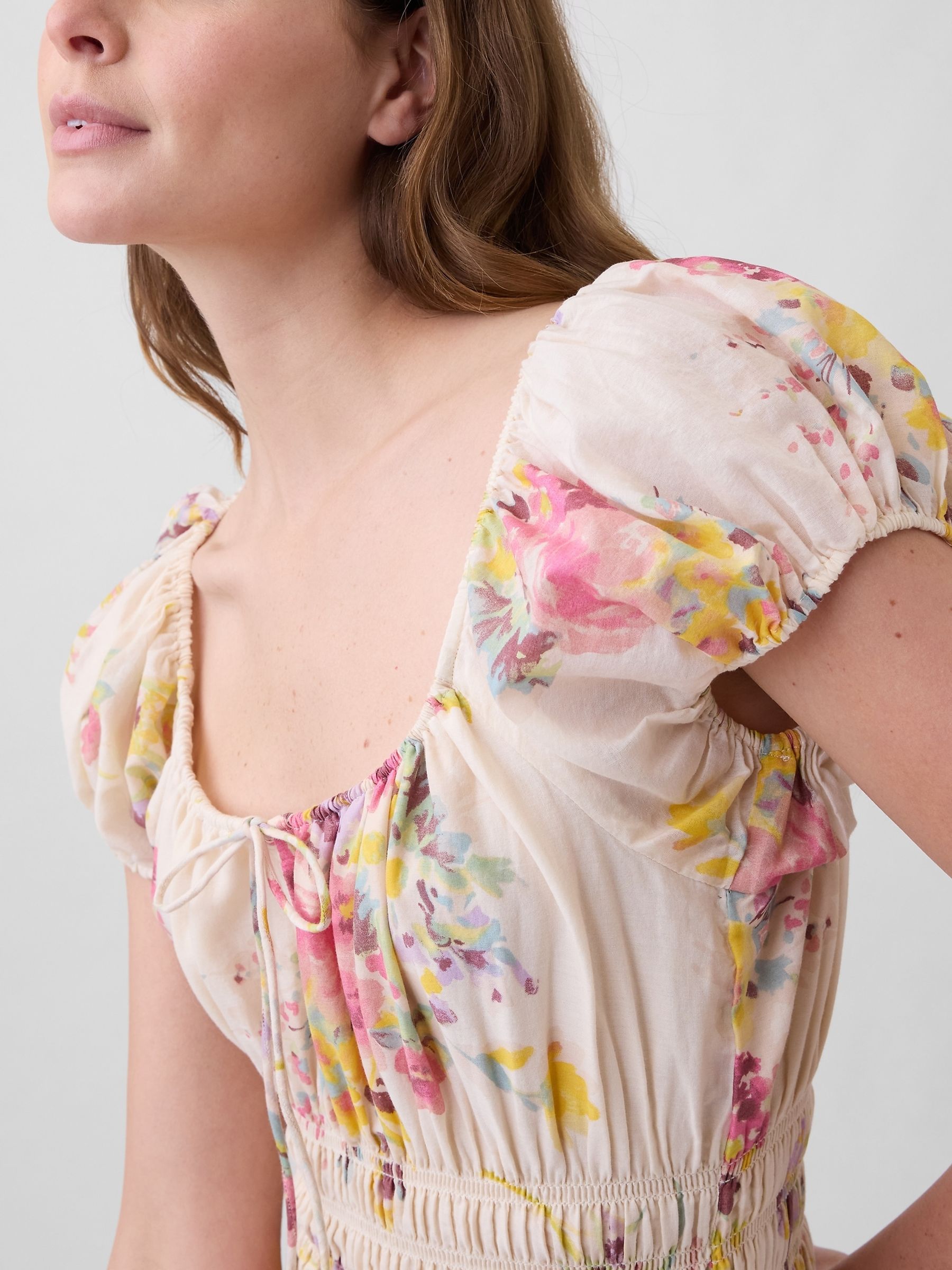 Multi Floral Voile Smocked Maxi Dress - Image 4 of 4