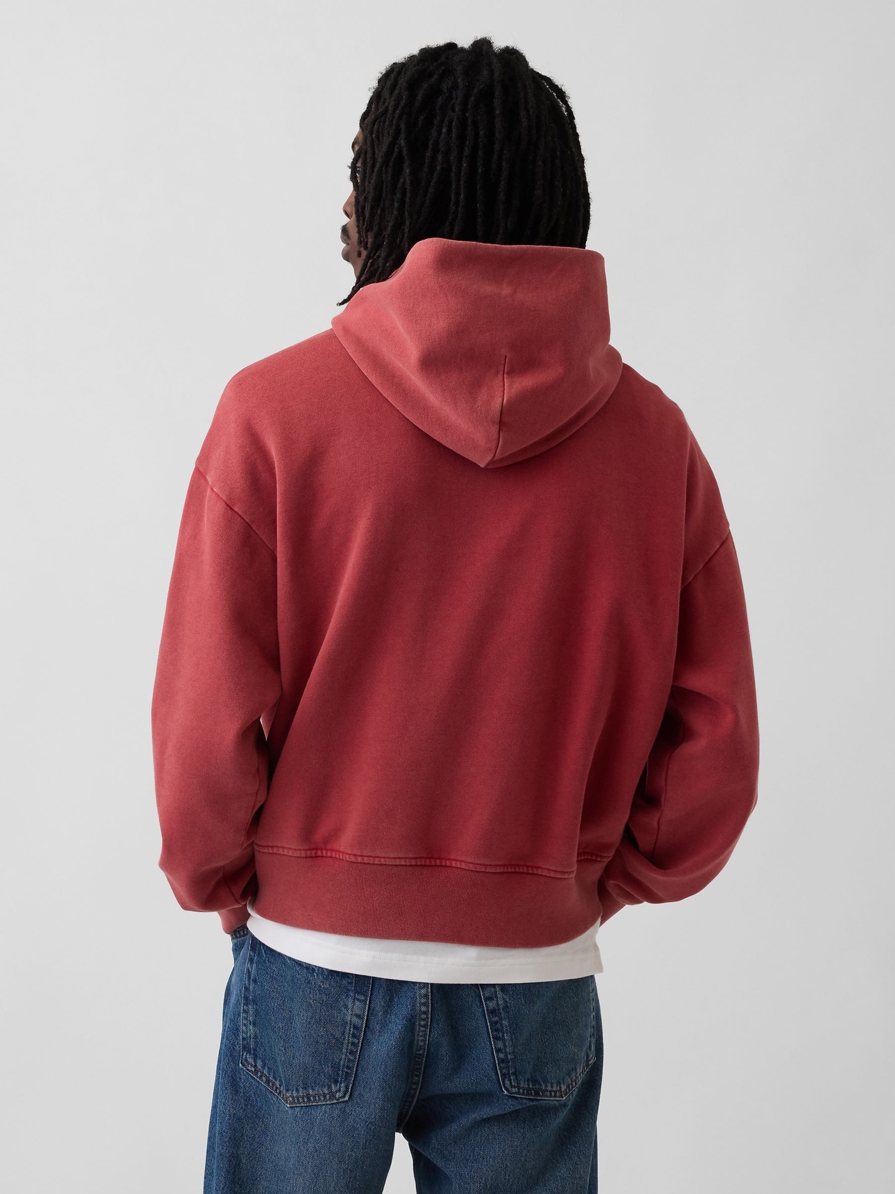 Red Heavyweight Oversized Hoodie - Image 2 of 4 Red Heavyweight Oversized Hoodie - Image 2 of 4