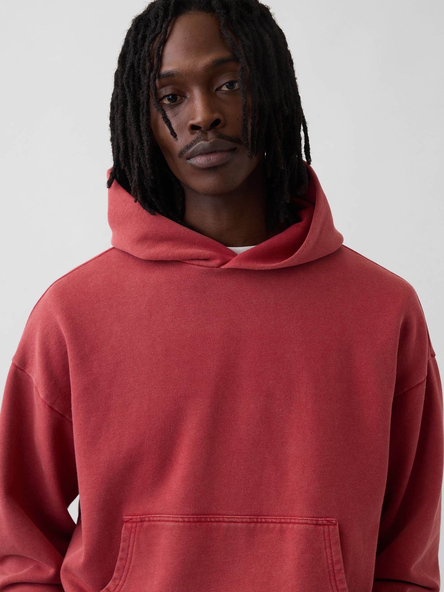 Red Heavyweight Oversized Hoodie - Image 4 of 4 Red Heavyweight Oversized Hoodie - Image 4 of 4