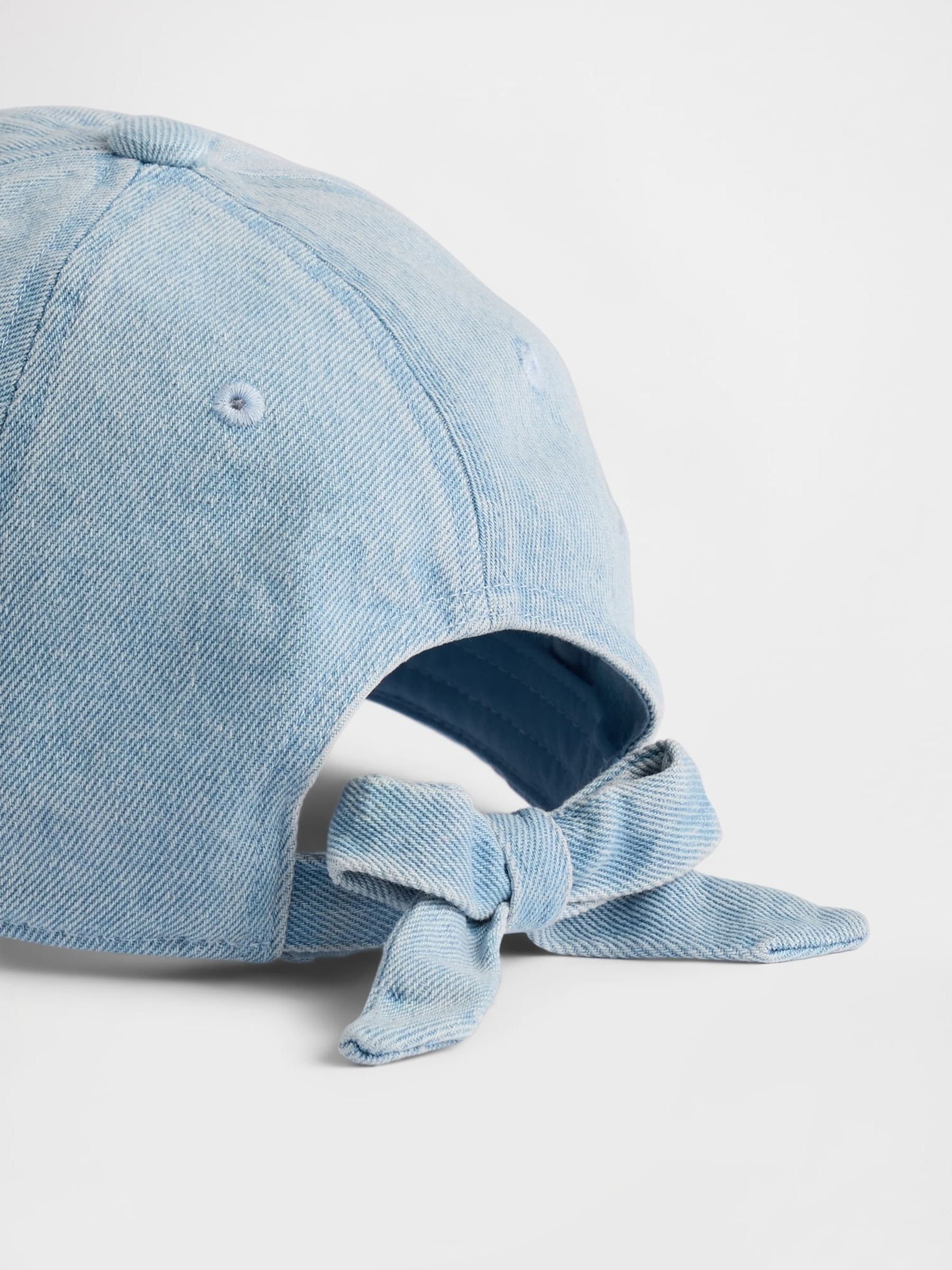 Light Wash Denim Terry Heart Baseball Hat - Image 2 of 2 Light Wash Denim Terry Heart Baseball Hat - Image 2 of 2