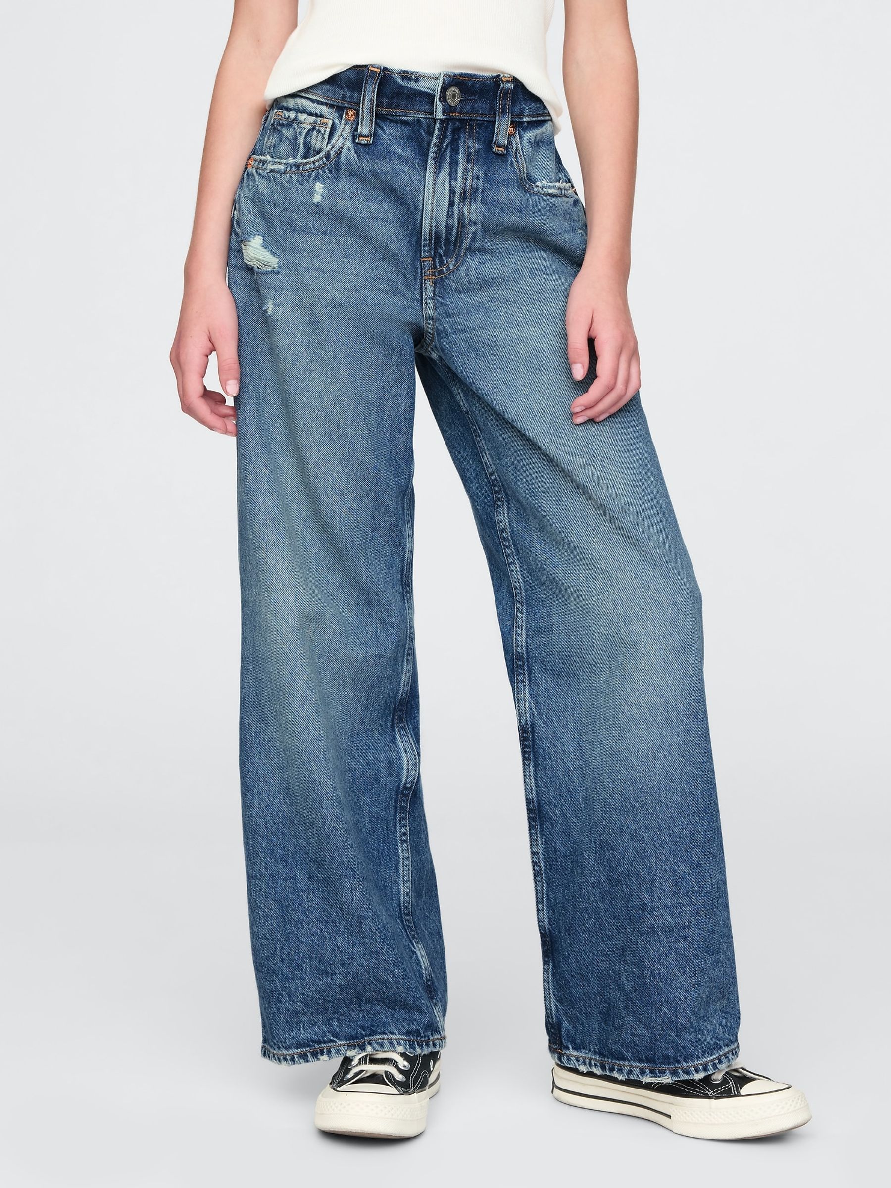 Medium wash Low Waisted Stride Wide-Leg Jeans - Image 1 of 3