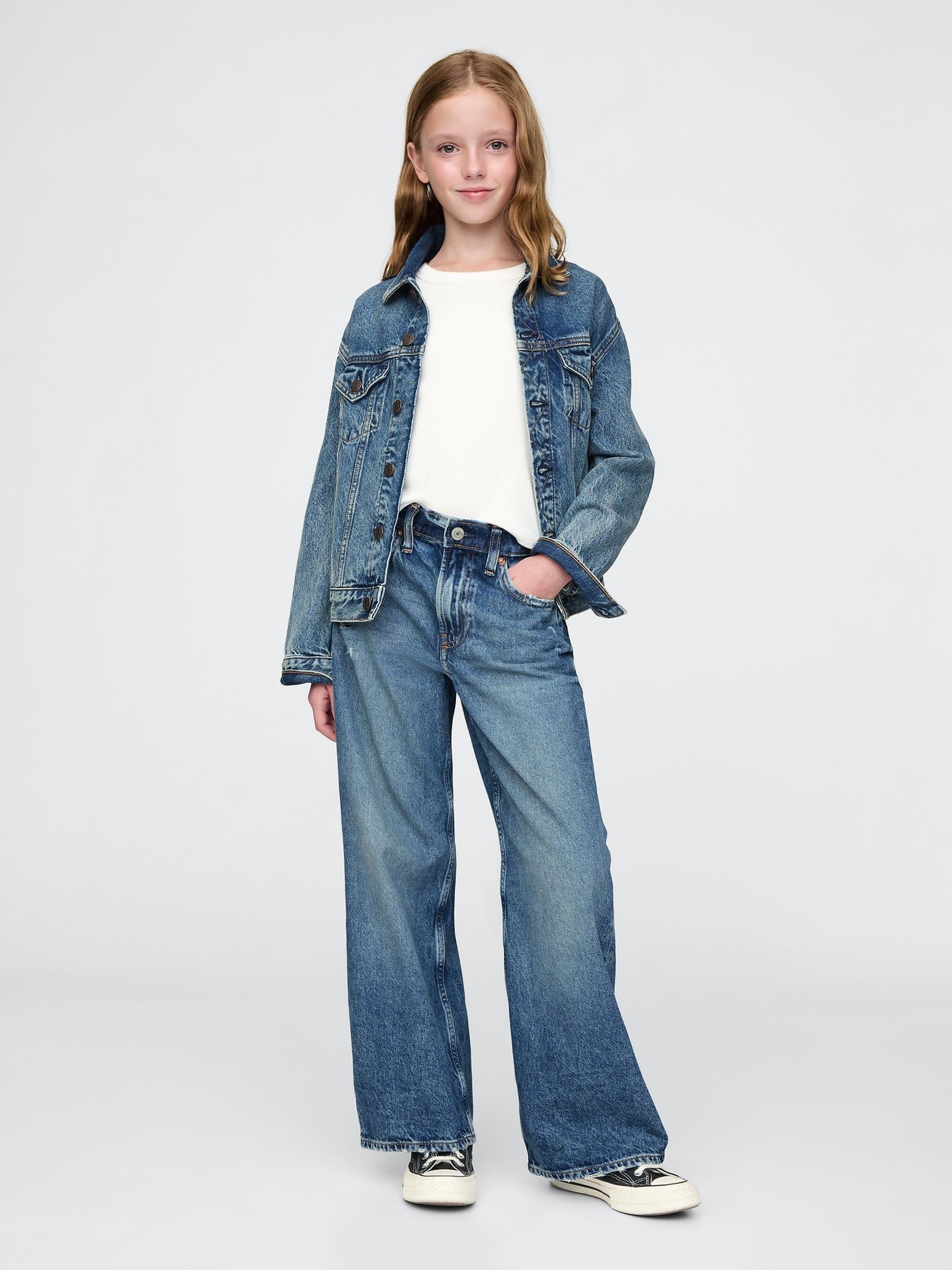 Medium wash Low Waisted Stride Wide-Leg Jeans - Image 2 of 3