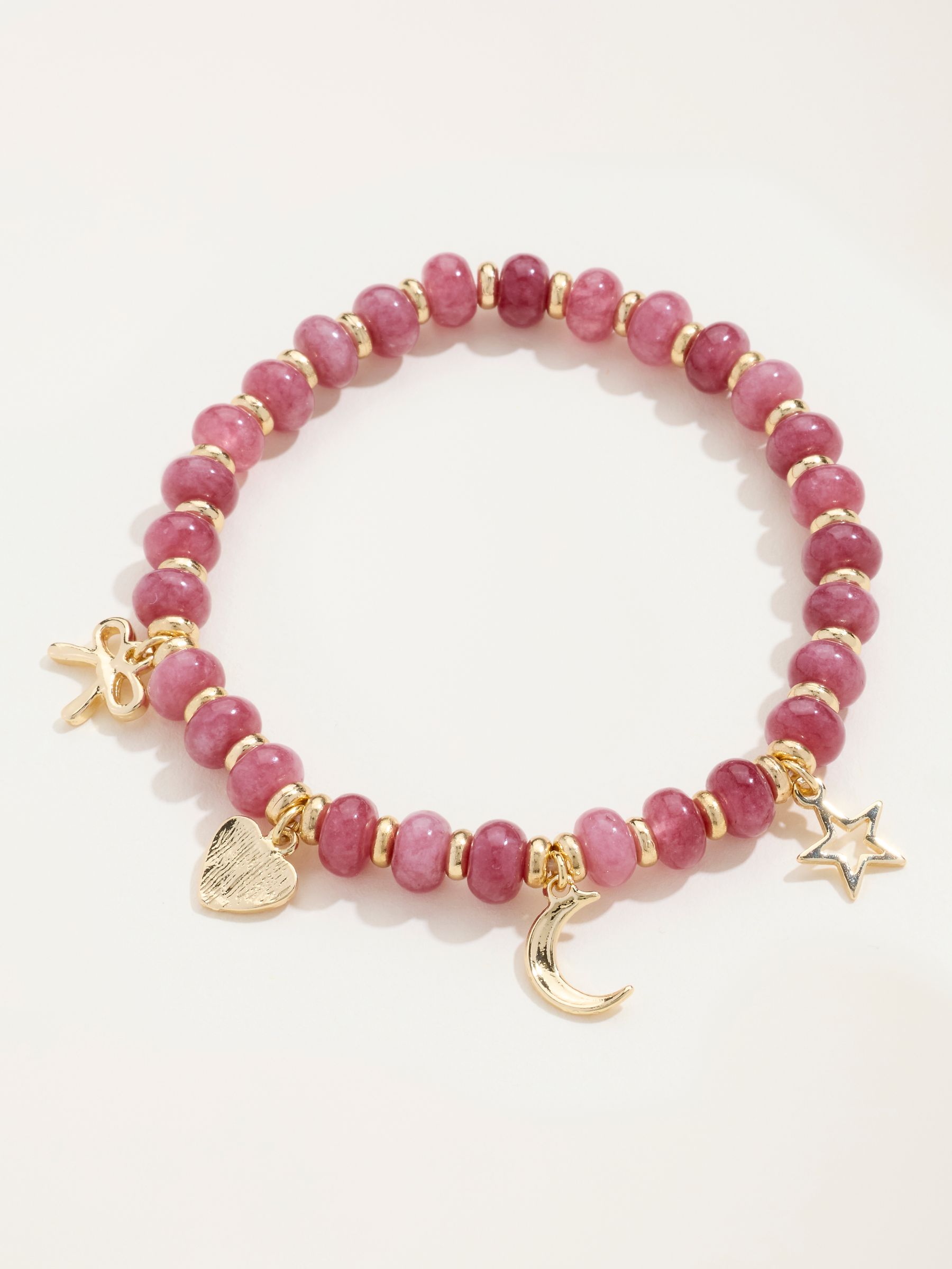 Pink Bead Charm Bracelet - Image 1 of 2 Pink Bead Charm Bracelet - Image 1 of 2