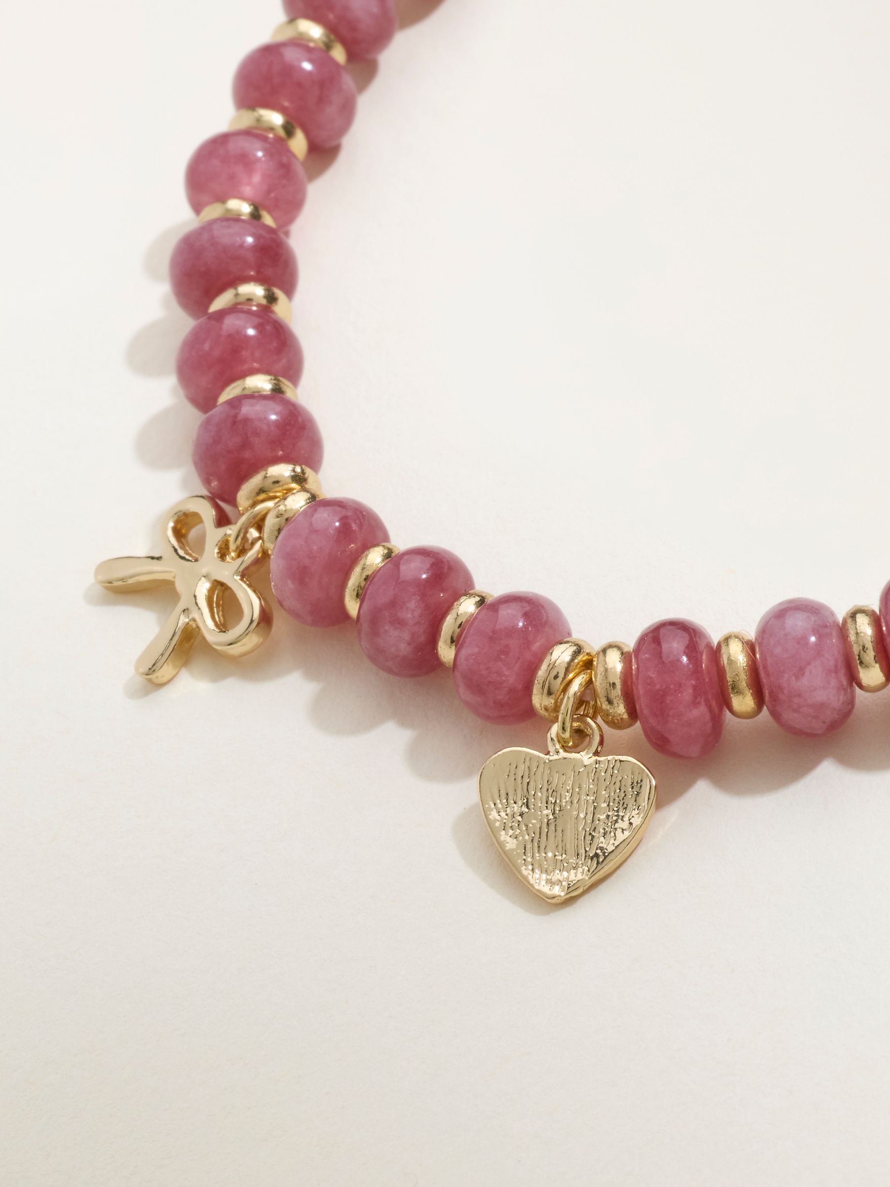 Pink Bead Charm Bracelet - Image 3 of 3 Pink Bead Charm Bracelet - Image 3 of 3