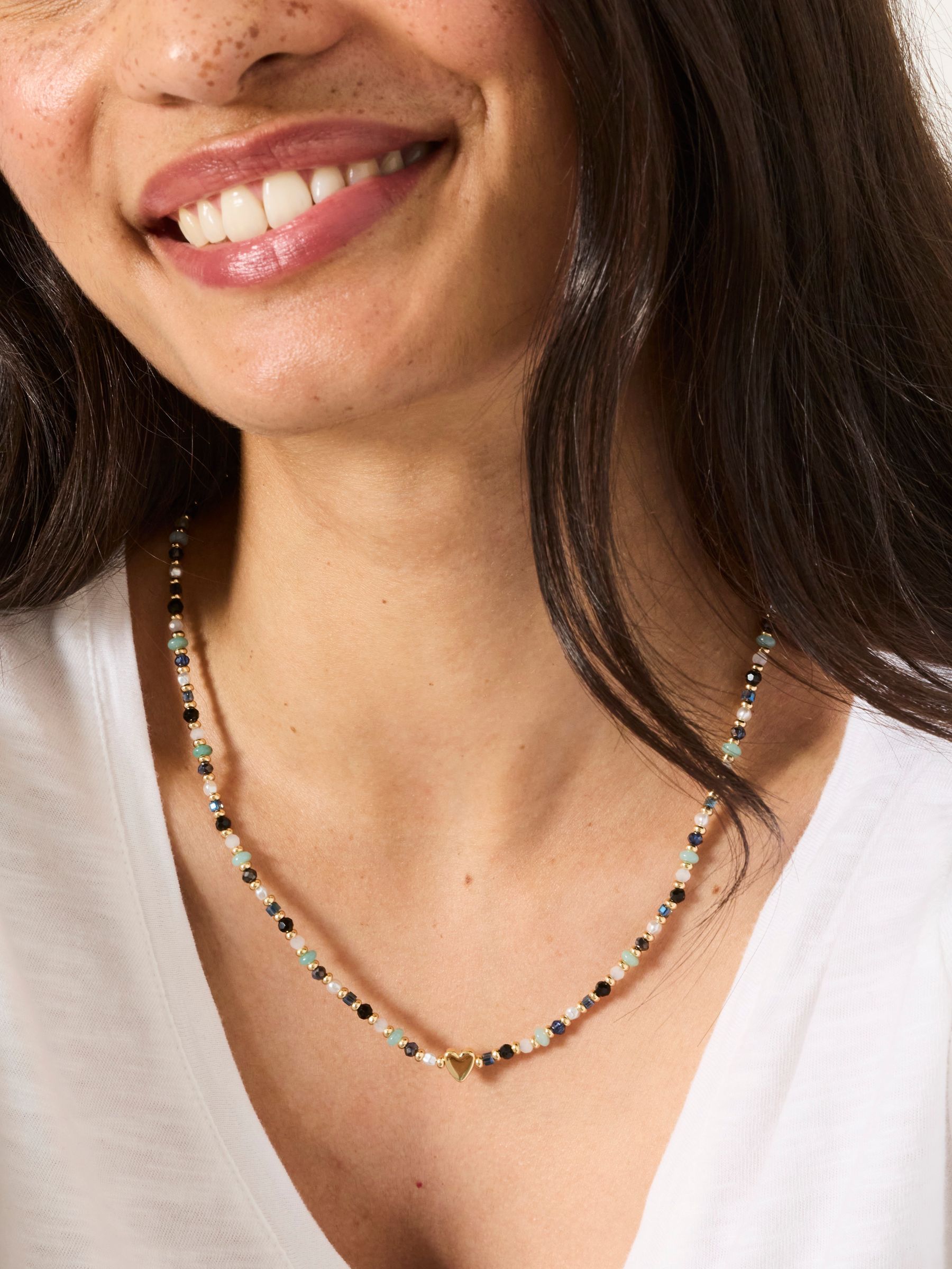 Heart Bead Necklace in Green - Image 2 of 4
