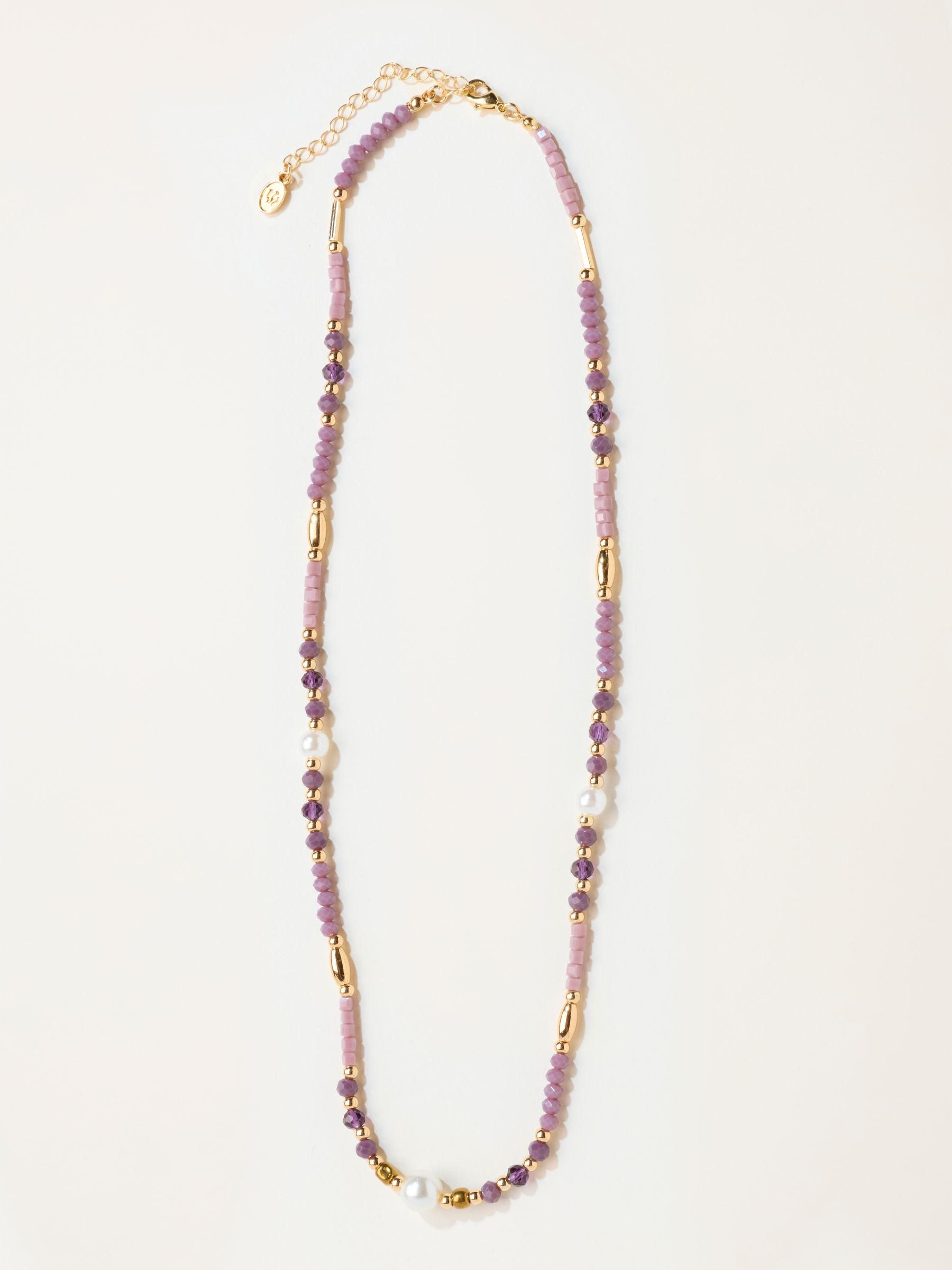 Purple Faux Pearl and Bead Necklace - Image 2 of 3