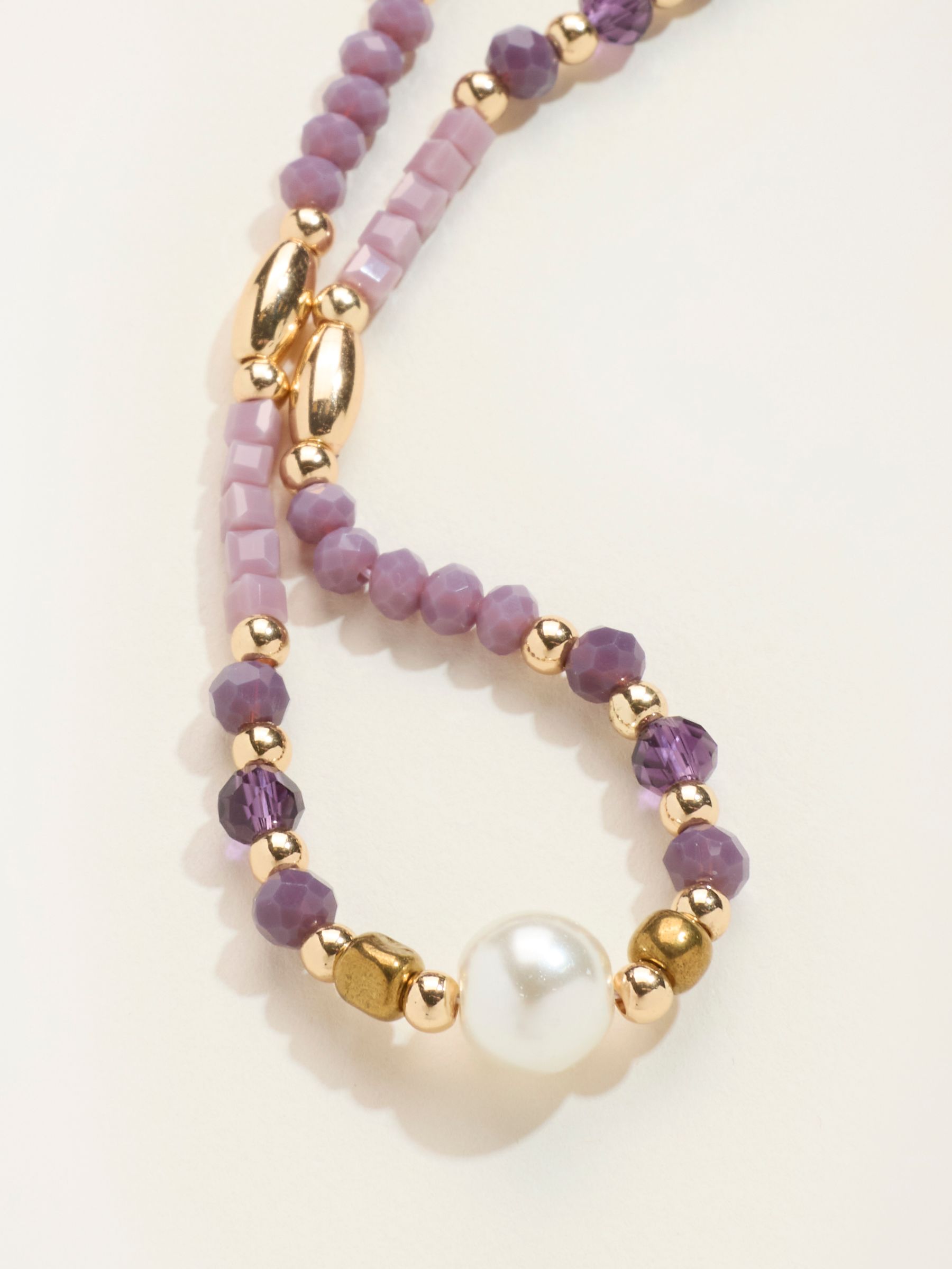 Purple Faux Pearl and Bead Necklace - Image 3 of 3 Purple Faux Pearl and Bead Necklace - Image 3 of 3