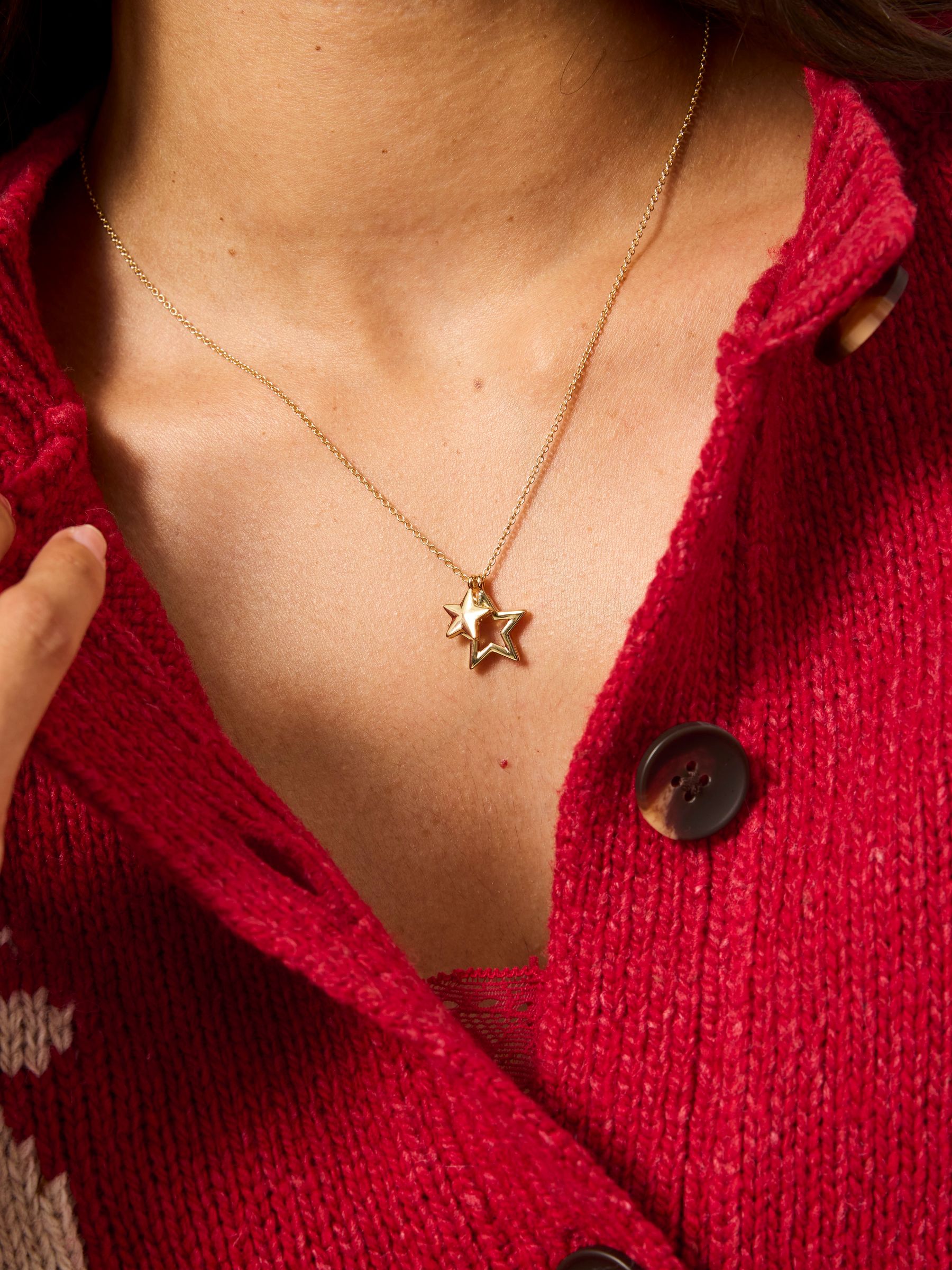 Gold Tone Double Star Necklace - Image 3 of 3