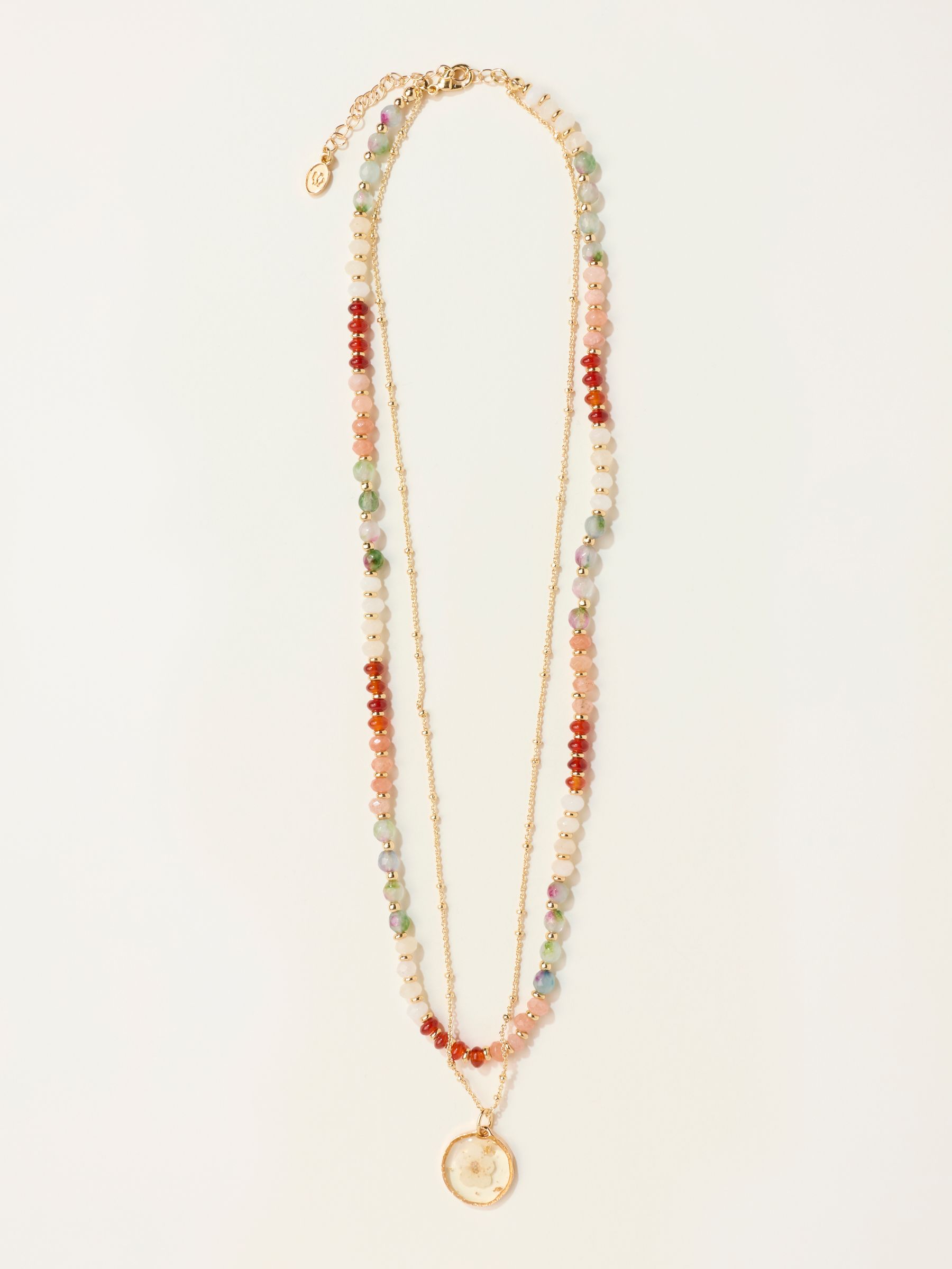 Pink Layered Flower Necklace - Image 1 of 2