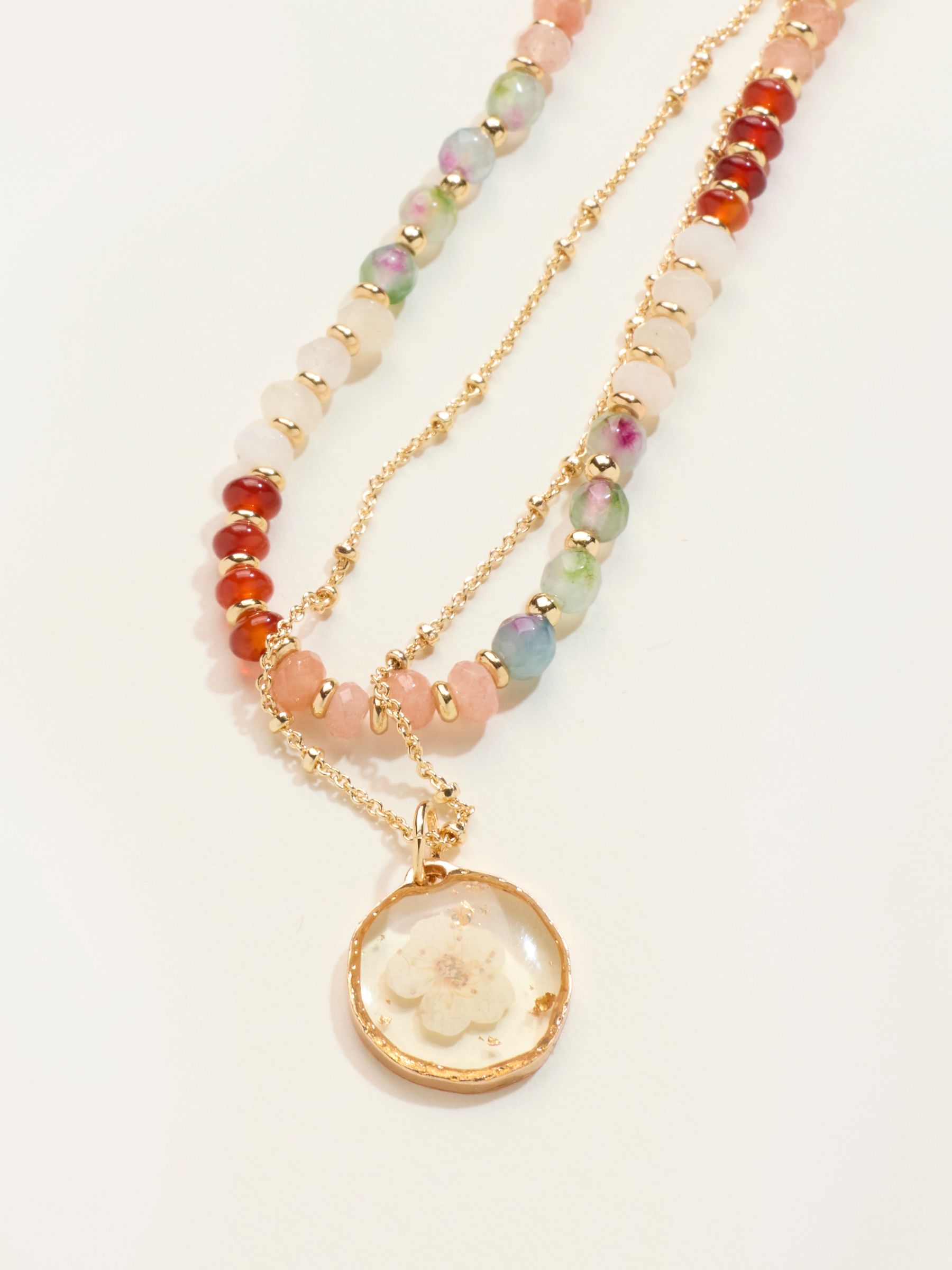 Pink Layered Flower Necklace - Image 3 of 3