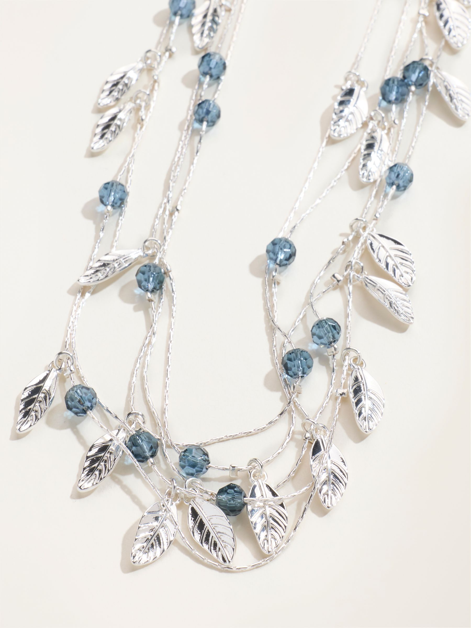 Layered Leaf Necklace in Silver Tone - Image 3 of 3
