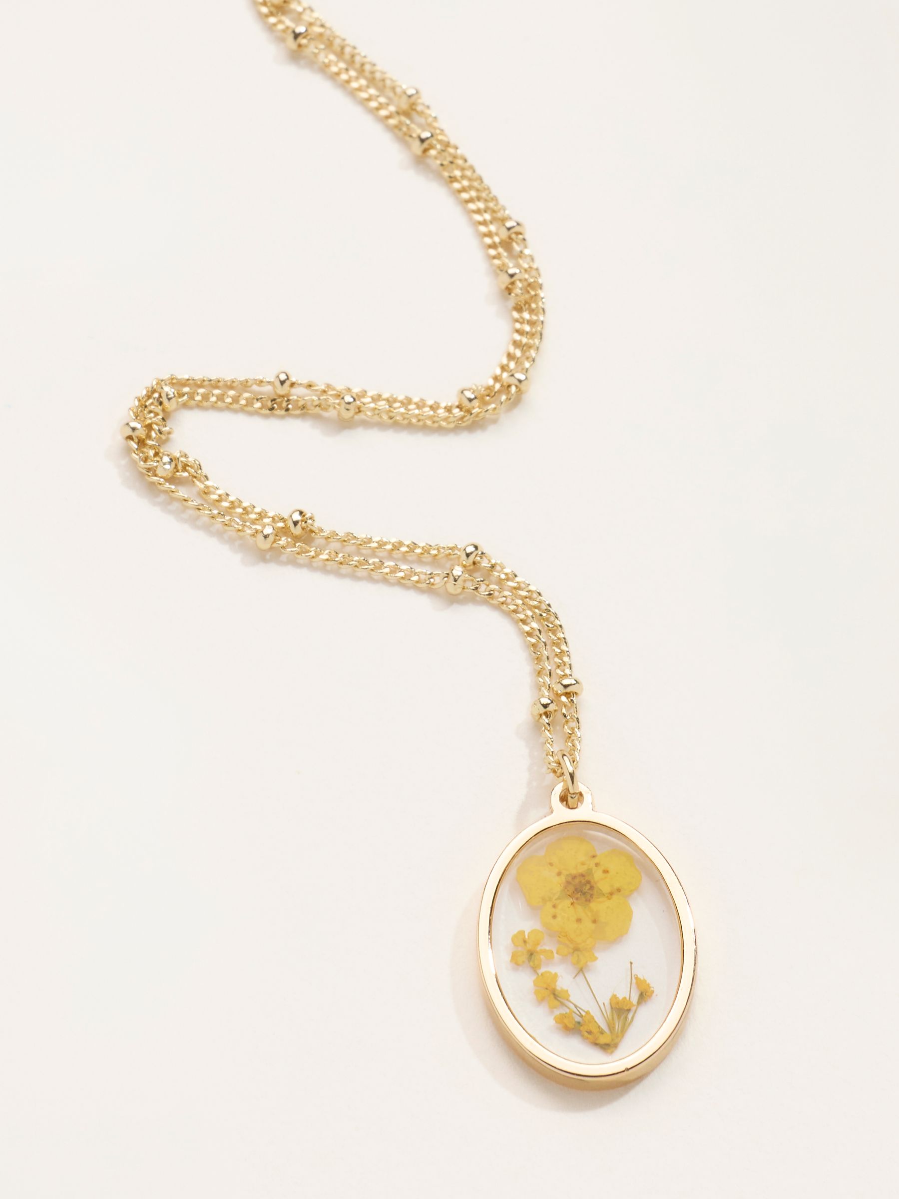 Pressed Flower Necklace in Yellow - Image 2 of 2
