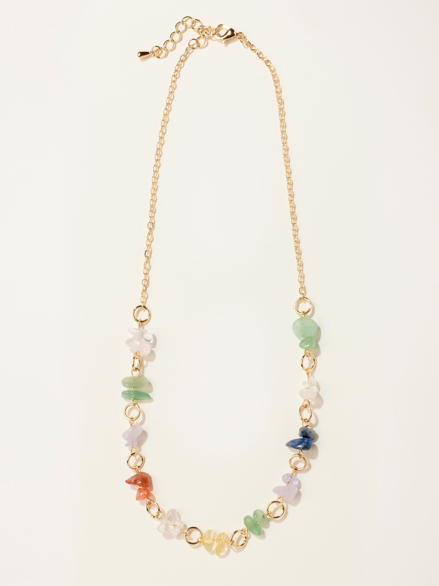 Multi Colour Stone Chain Necklace - Image 2 of 3