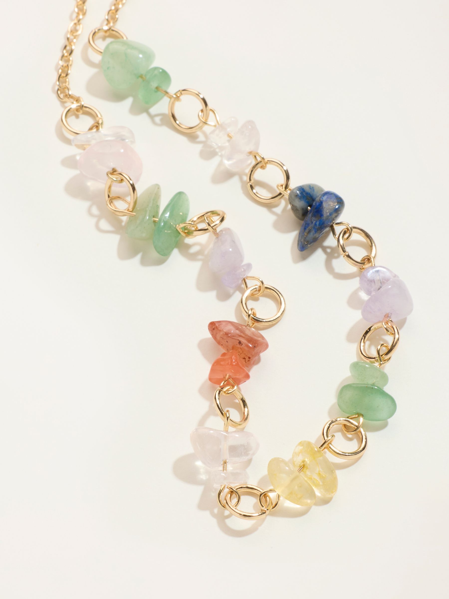 Multi Colour Stone Chain Necklace - Image 3 of 3 Multi Colour Stone Chain Necklace - Image 3 of 3