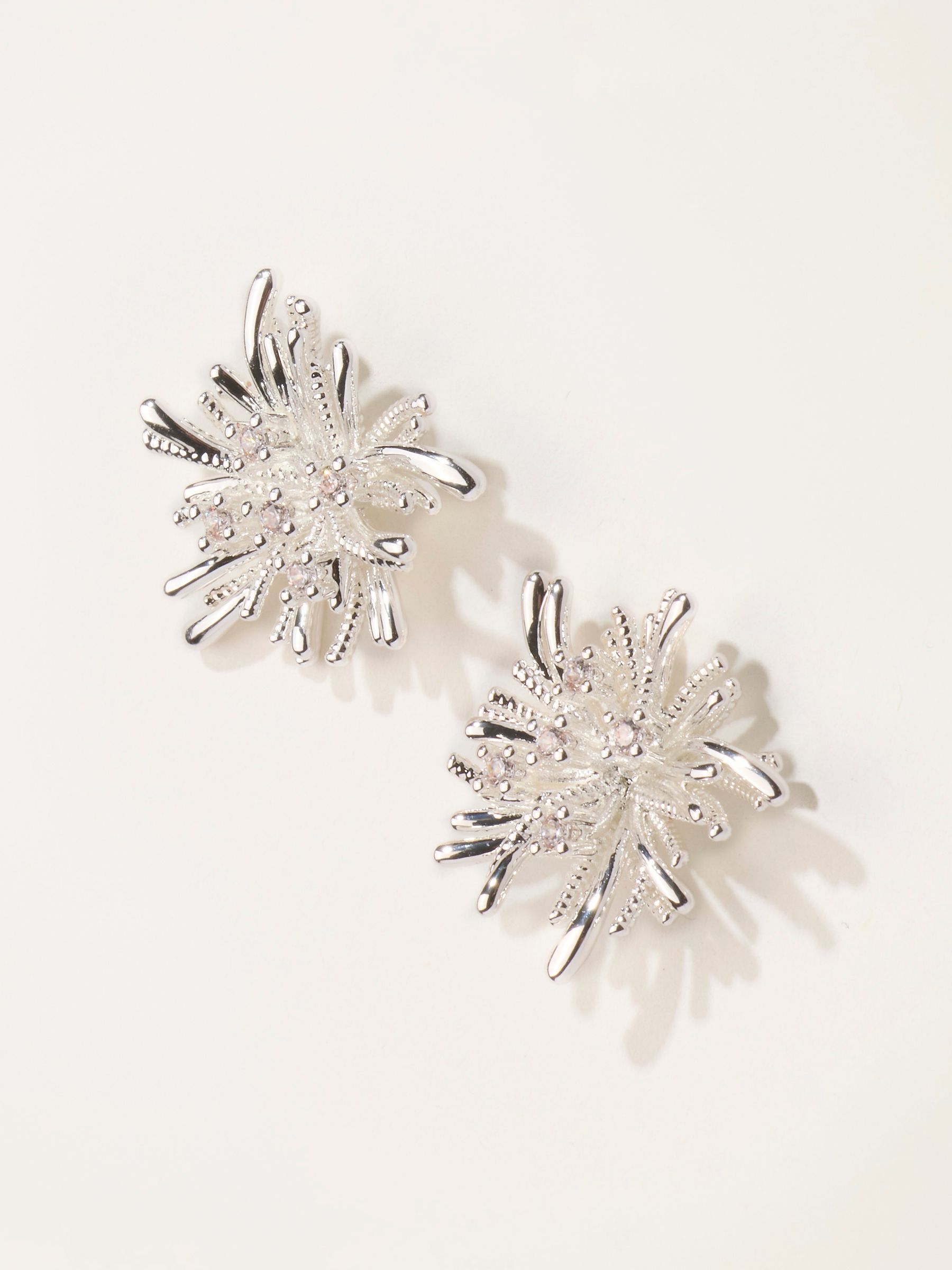 Silver Tone Burst Party Earrings - Image 1 of 2