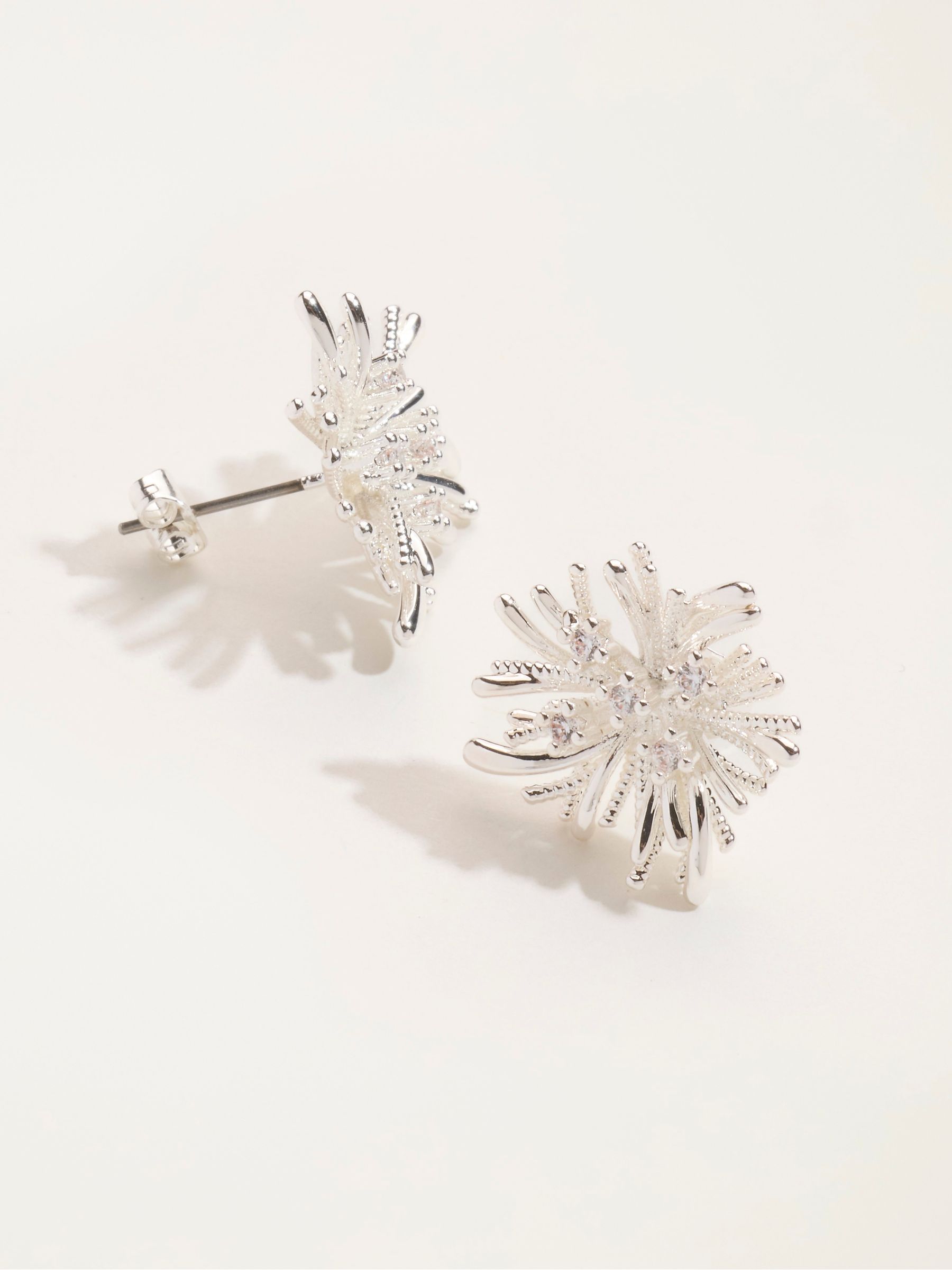 Silver Tone Burst Party Earrings - Image 2 of 2