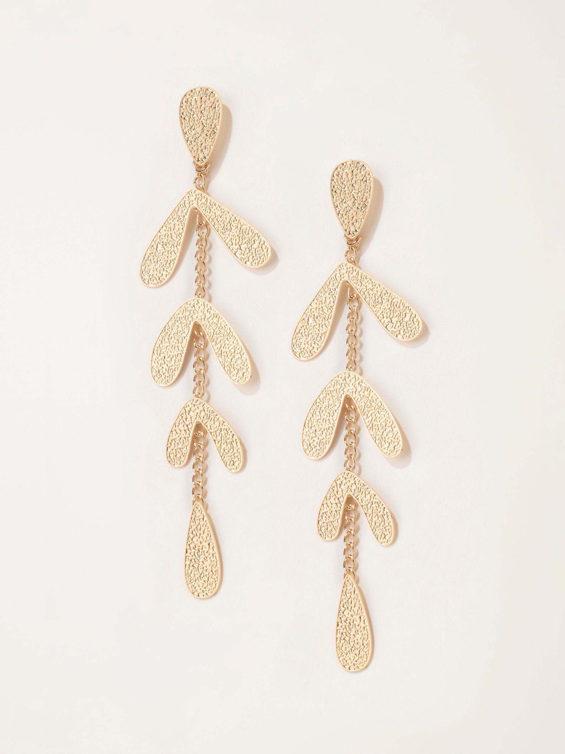 Gold Tone Leaf Drop Earrings - Image 1 of 4