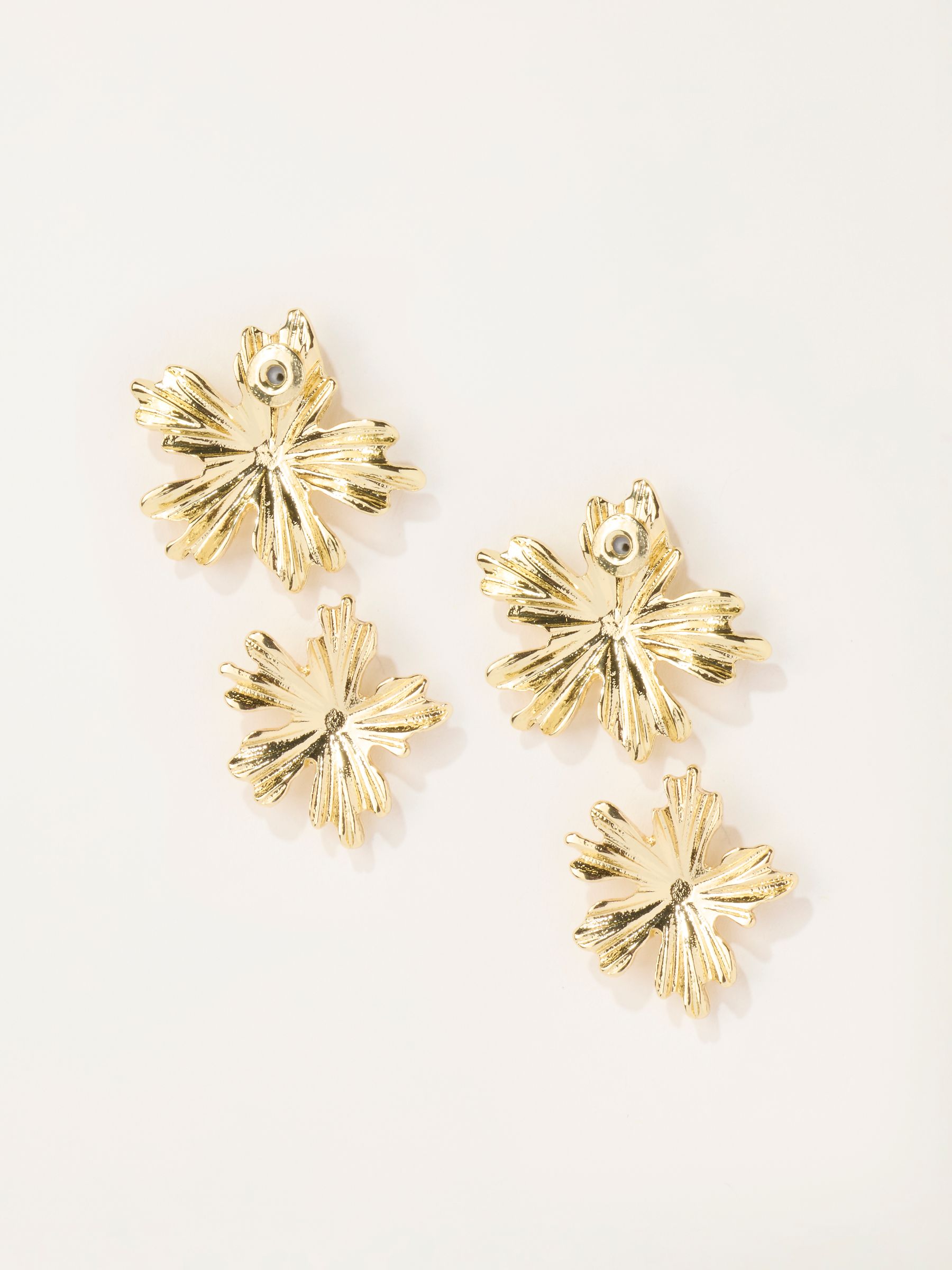 Gold Tone Flower Party Earrings - Image 2 of 3
