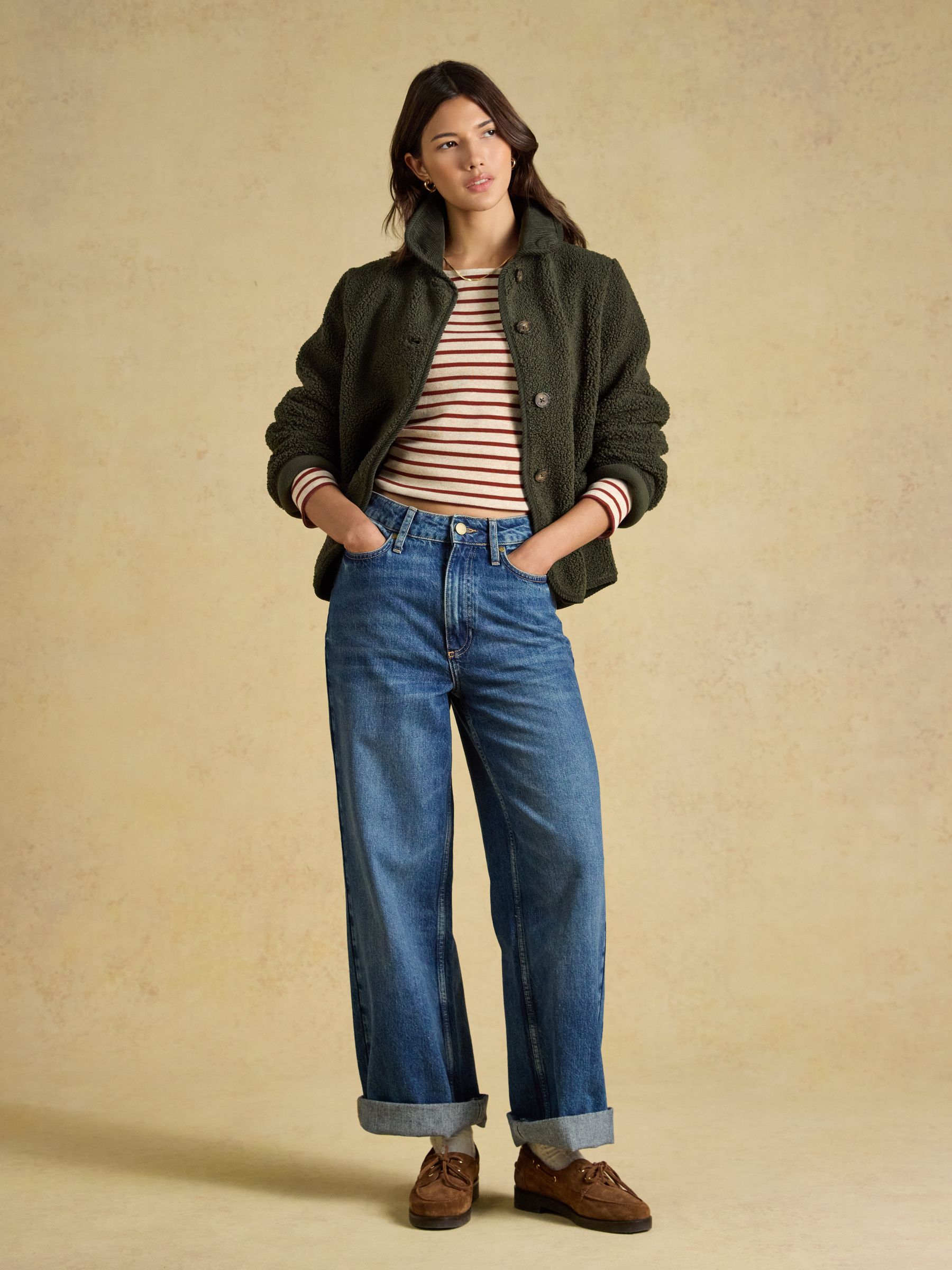 Harbour Oat Marl & Russet Long Sleeve Striped Boat Neck Breton Top - Image 4 of 6