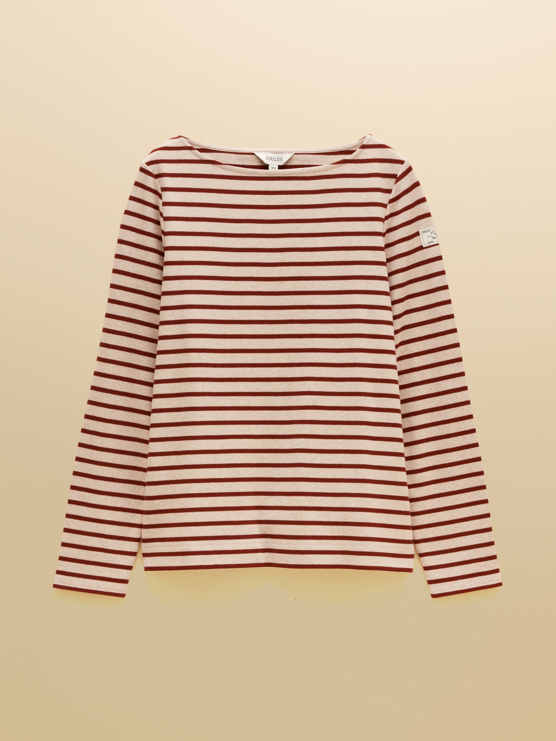 Harbour Oat Marl & Russet Long Sleeve Striped Boat Neck Breton Top - Image 6 of 6