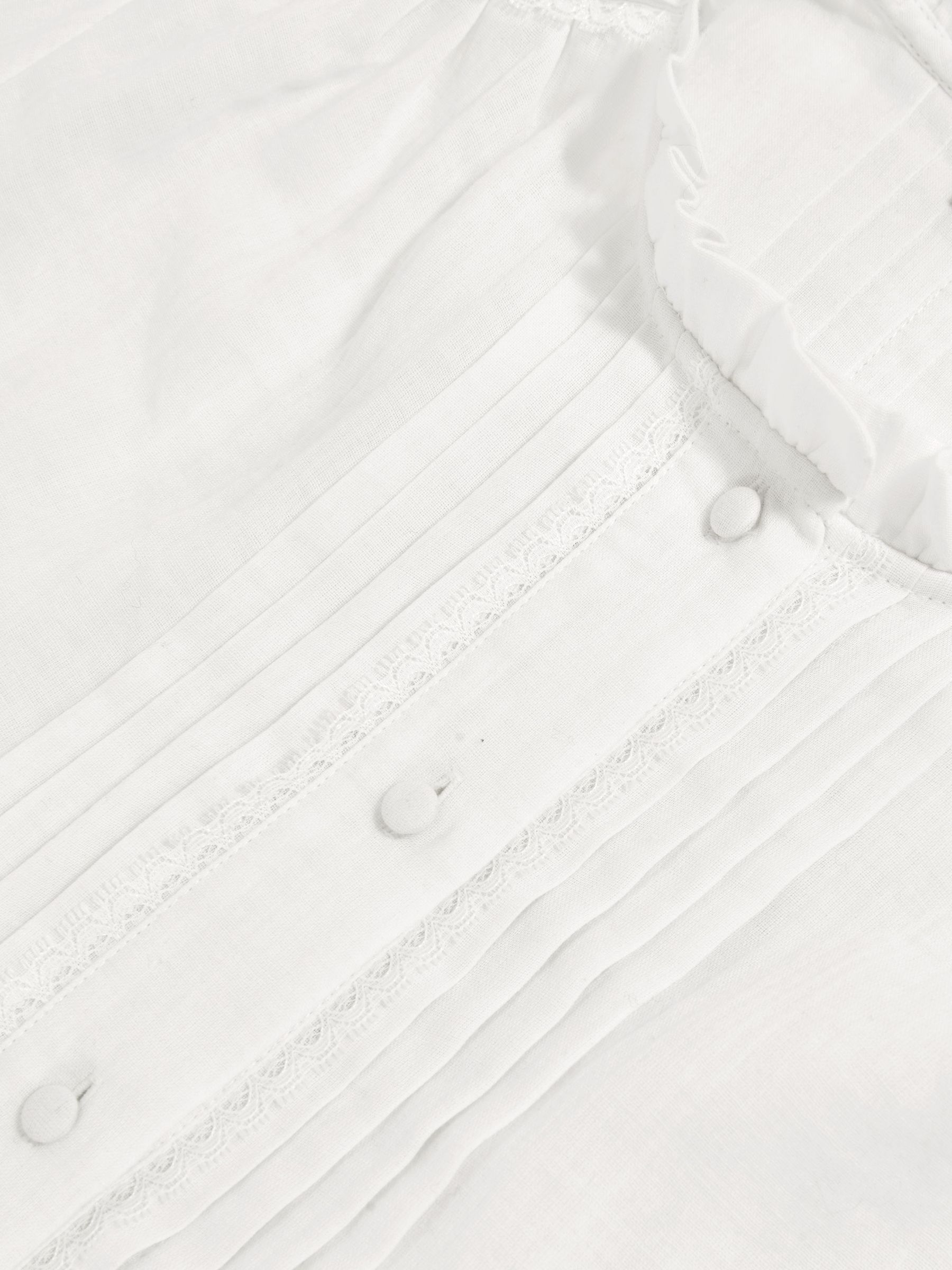 Cotton Cheesecloth Frill-Neck Top in Ivory - image 3