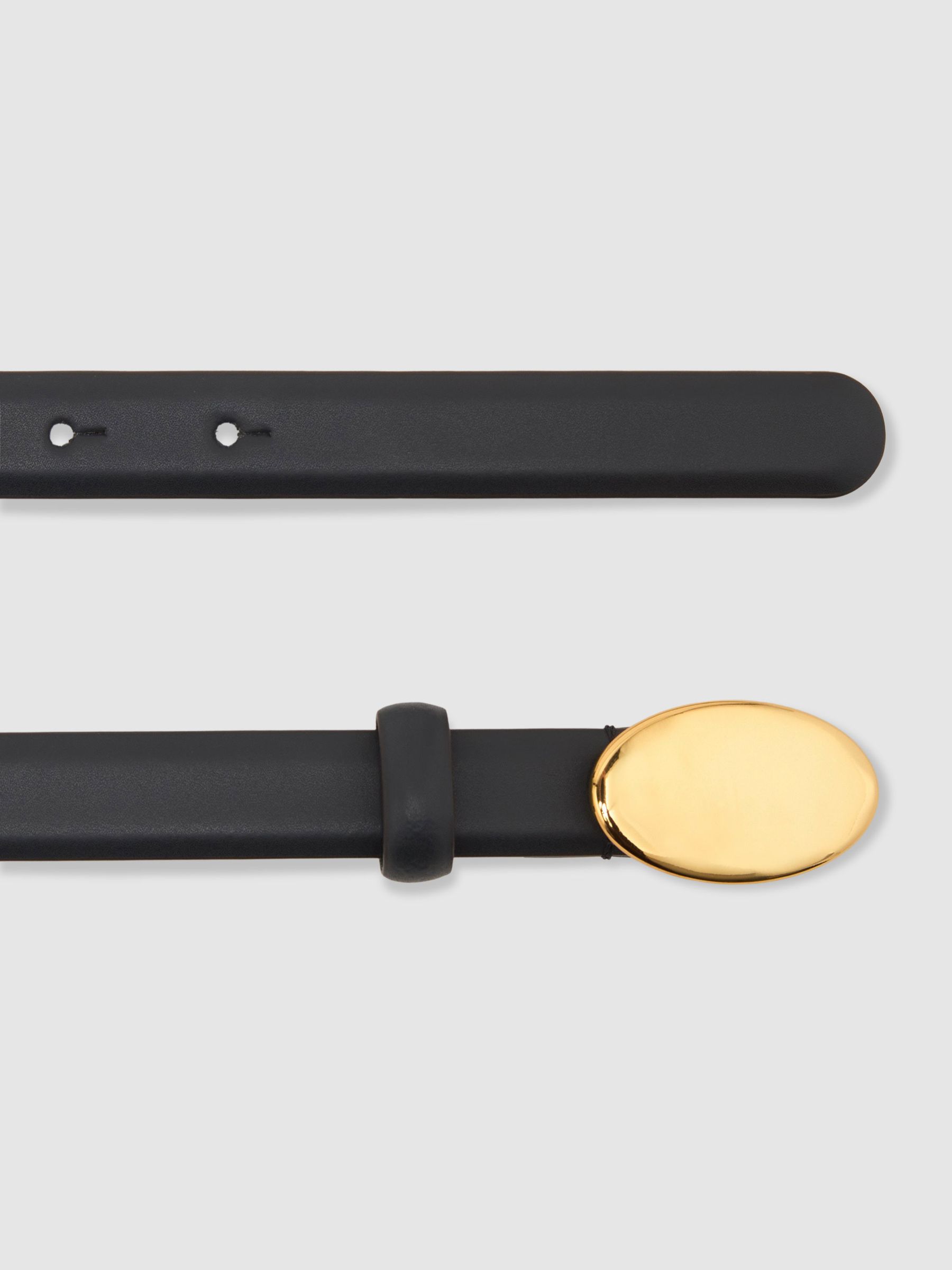 Leather Oval-Buckle Belt in Navy - image 2