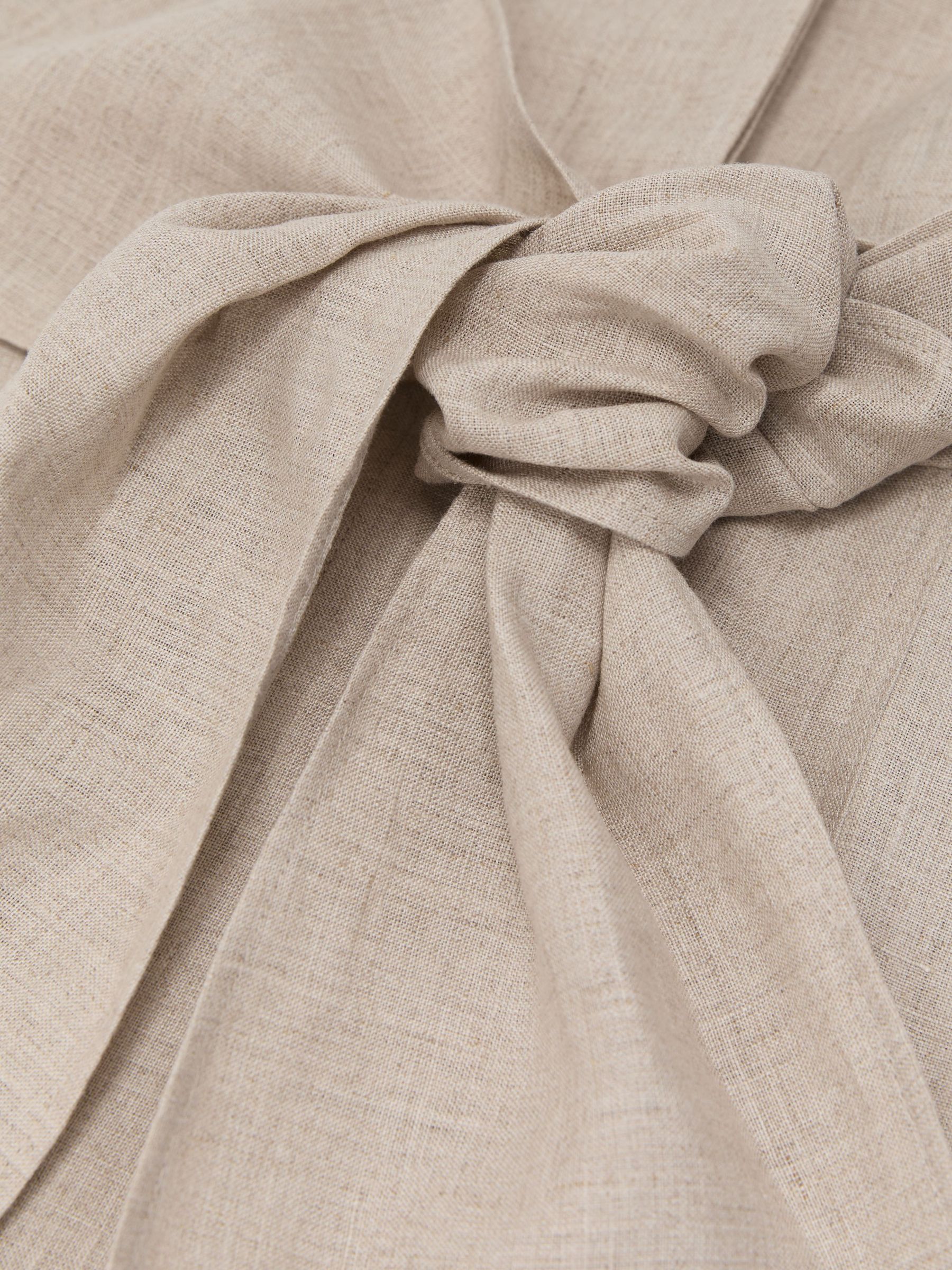 Petite Linen Tie-Waist Tailored Midi Dress in Neutral - Image 7 of 8