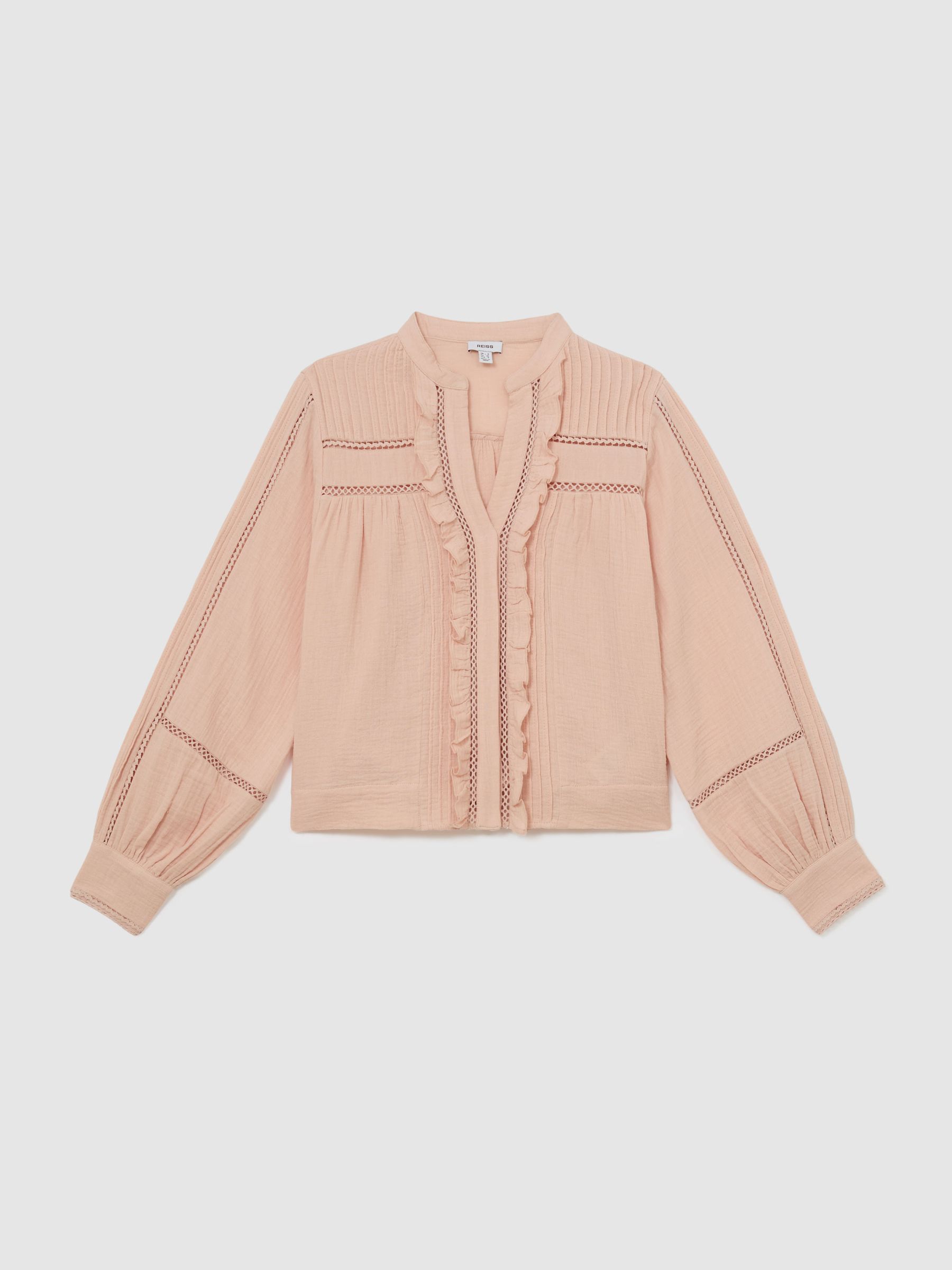 Cotton Cheesecloth Long-Sleeve Top in Pale Pink - image 1