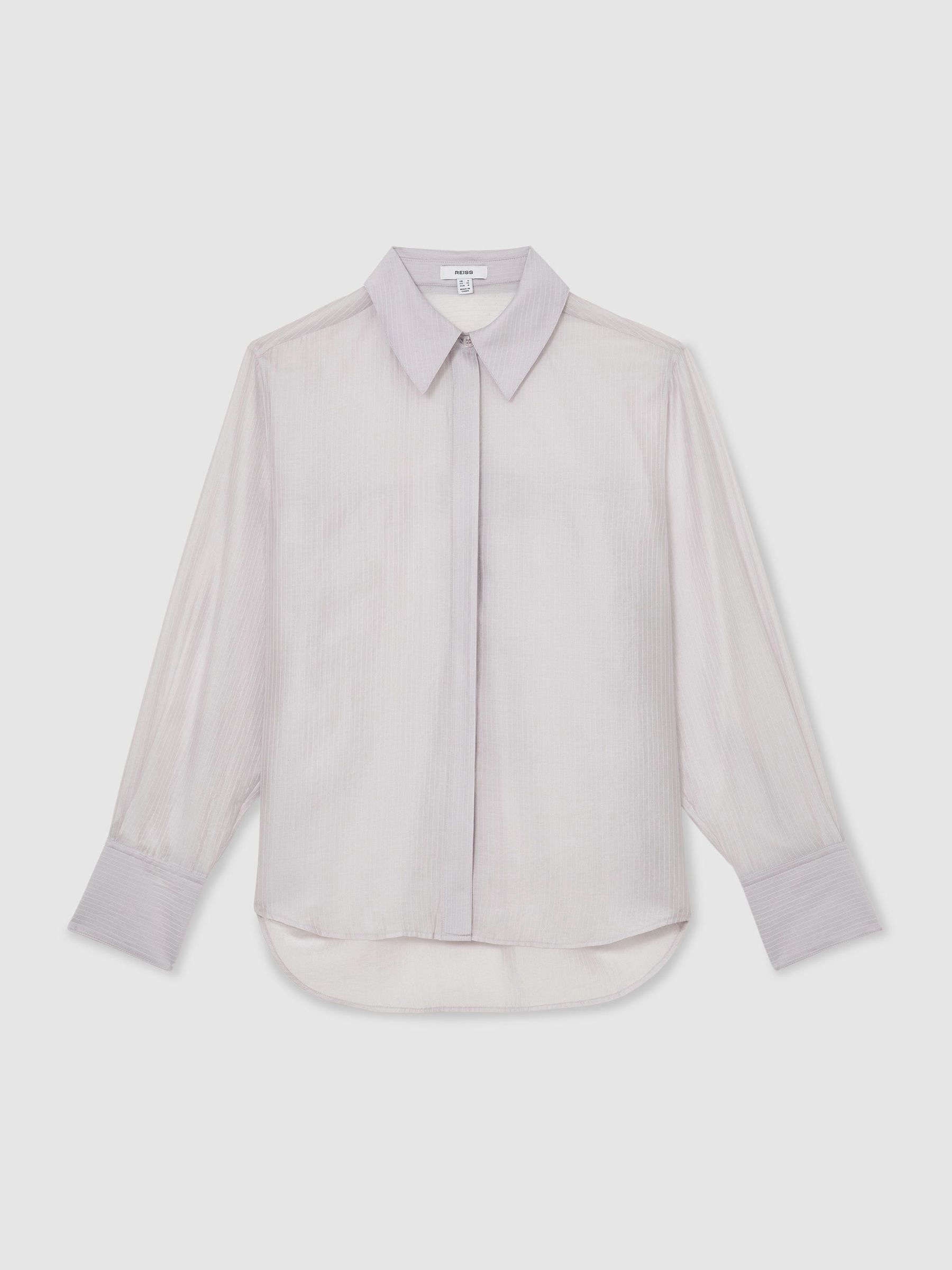 Sheer Striped Long-Sleeve Shirt in Blue - Image 2 of 7