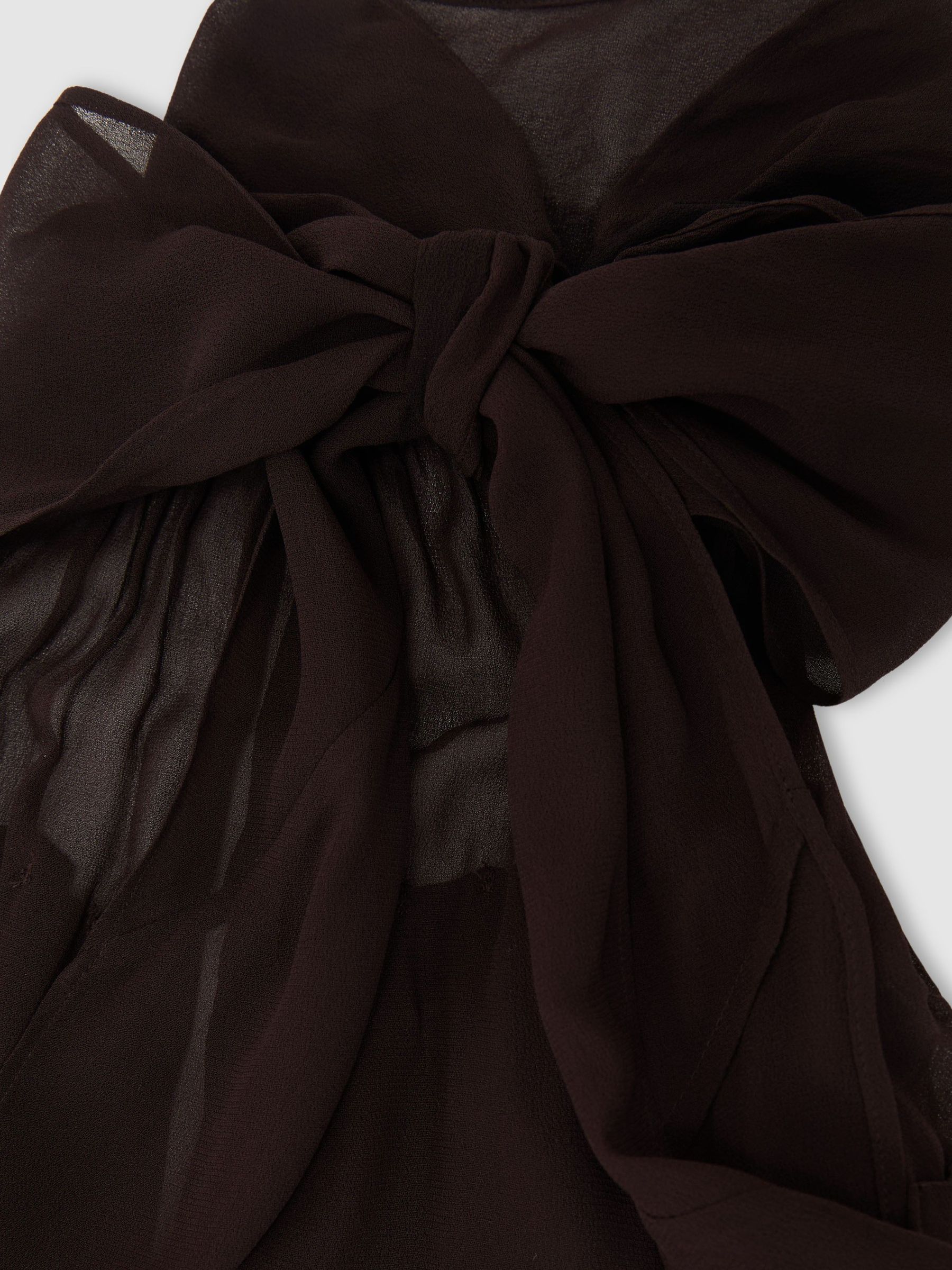 Atelier Chiffon Draped Halterneck Maxi Dress in Chocolate - Image 7 of 7