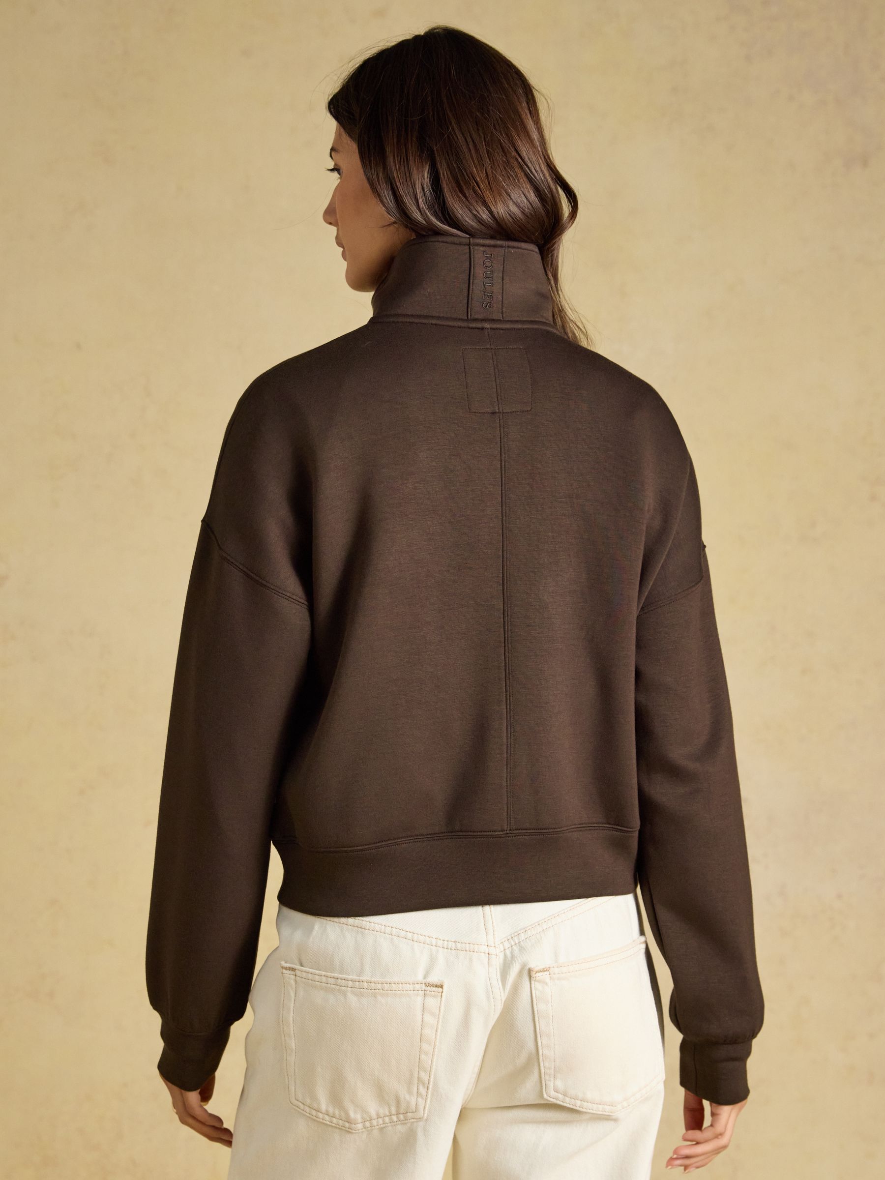 Chocolate Brown Soft Full Zip Funnel Neck Sweatshirt - Image 2 of 8
