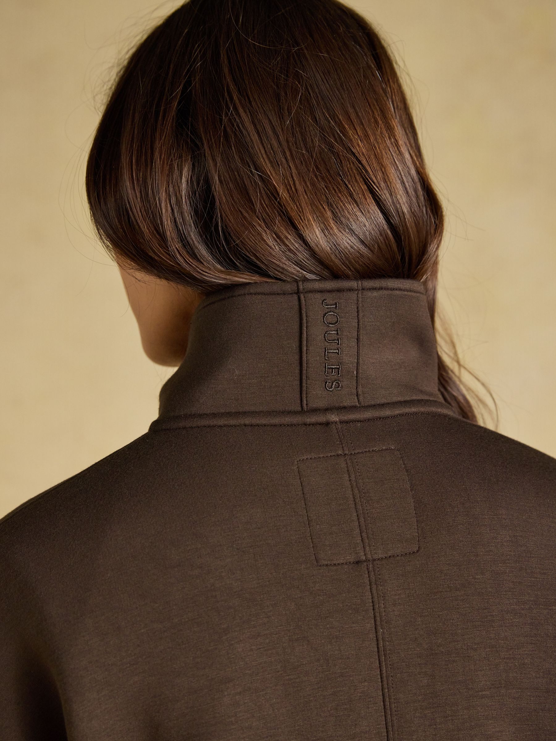 Chocolate Brown Soft Full Zip Funnel Neck Sweatshirt - Image 7 of 8