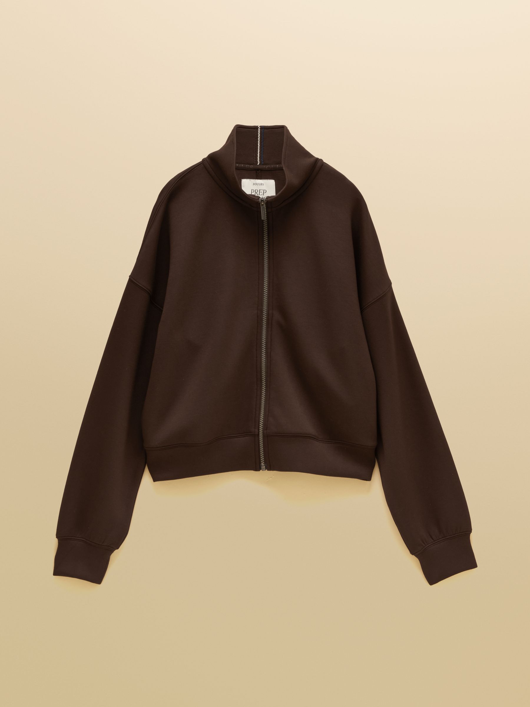 Chocolate Brown Soft Full Zip Funnel Neck Sweatshirt - Image 8 of 8