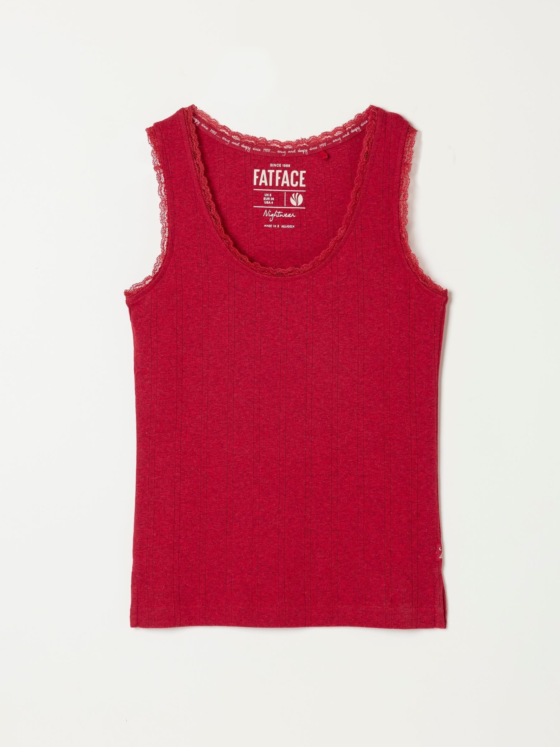 Olivia Red Pointelle Lace Trim Vest - Image 6 of 6 Olivia Red Pointelle Lace Trim Vest - Image 6 of 6