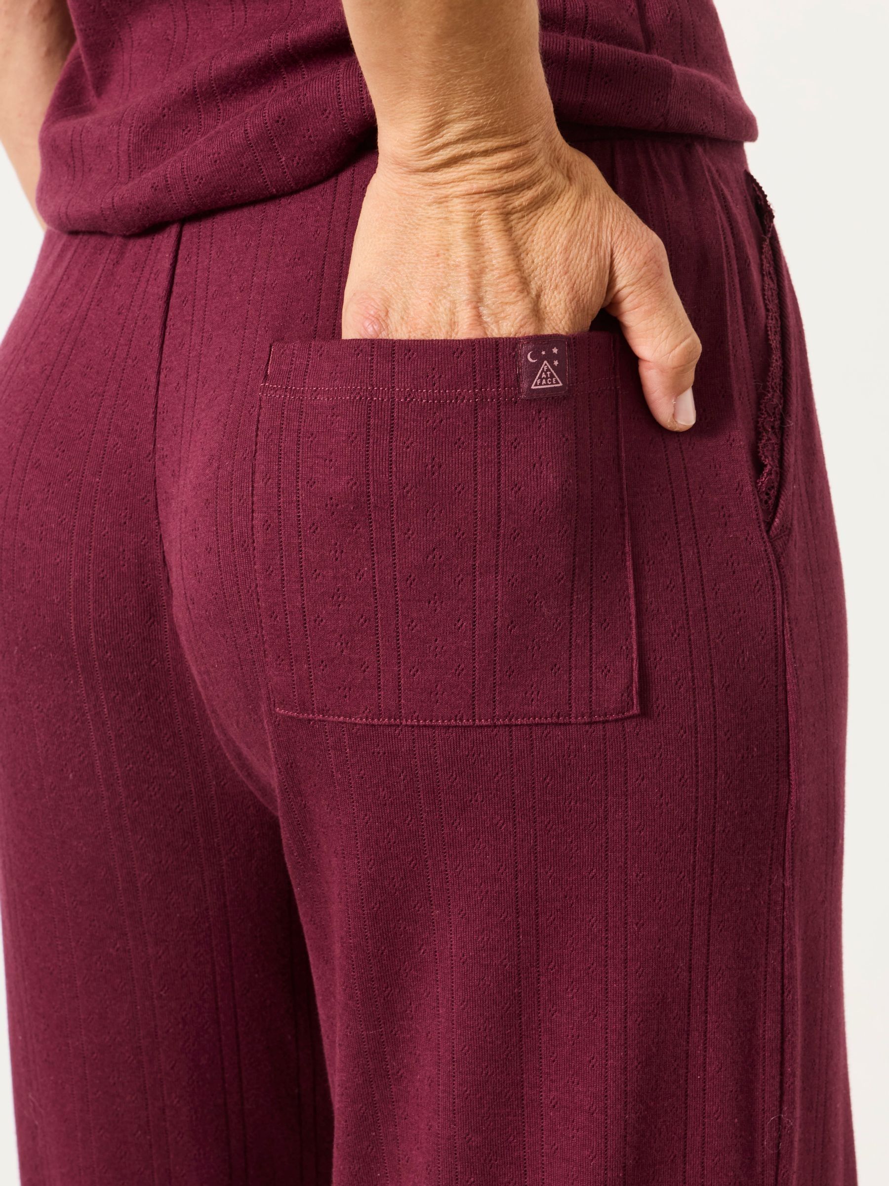 Lola Plum Purple Pointelle Wide Leg Trousers - Image 2 of 6 Lola Plum Purple Pointelle Wide Leg Trousers - Image 2 of 6