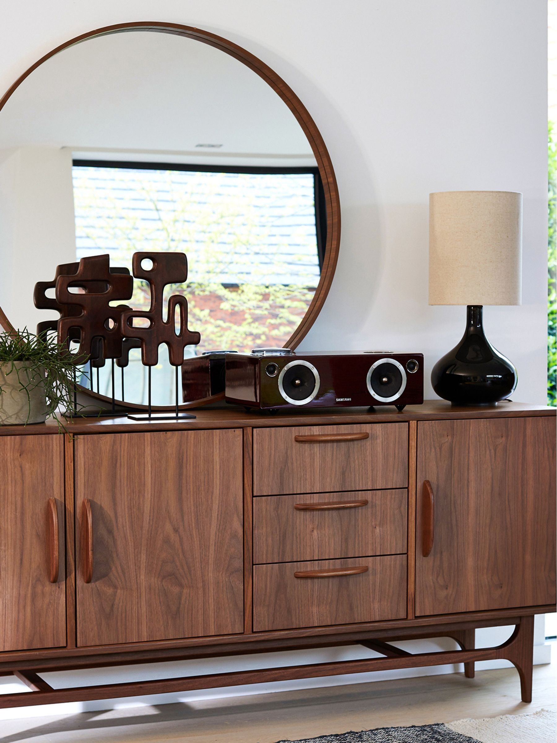 La Redoute Intérieurs Walnut Alaria 100cm Diameter Mirror - Image 1 of 5 La Redoute Intérieurs Walnut Alaria 100cm Diameter Mirror - Image 1 of 5