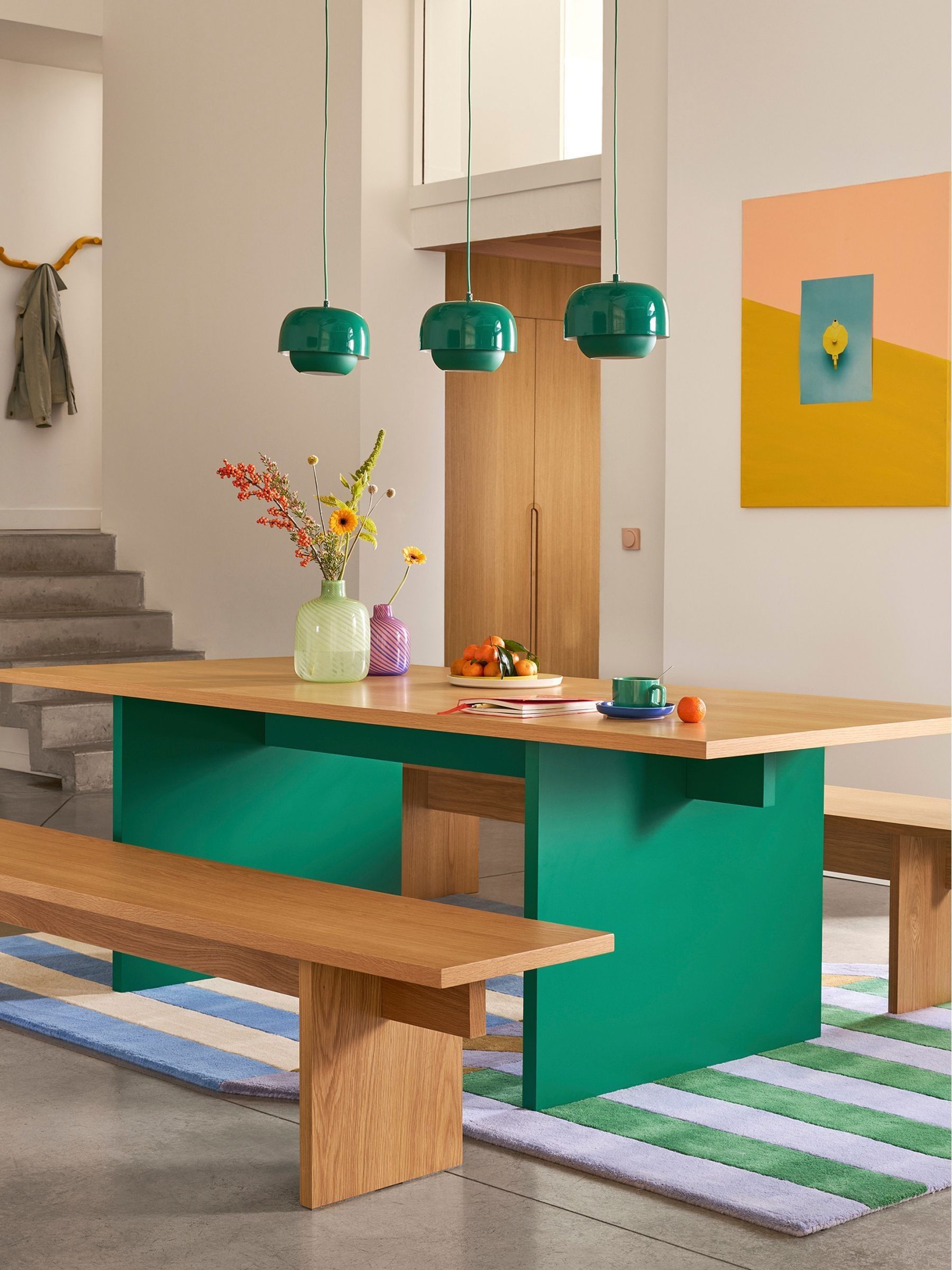 La Redoute Intérieurs Oak Green Deling 8 Seater Rectangular Dining Table - Image 1 of 5