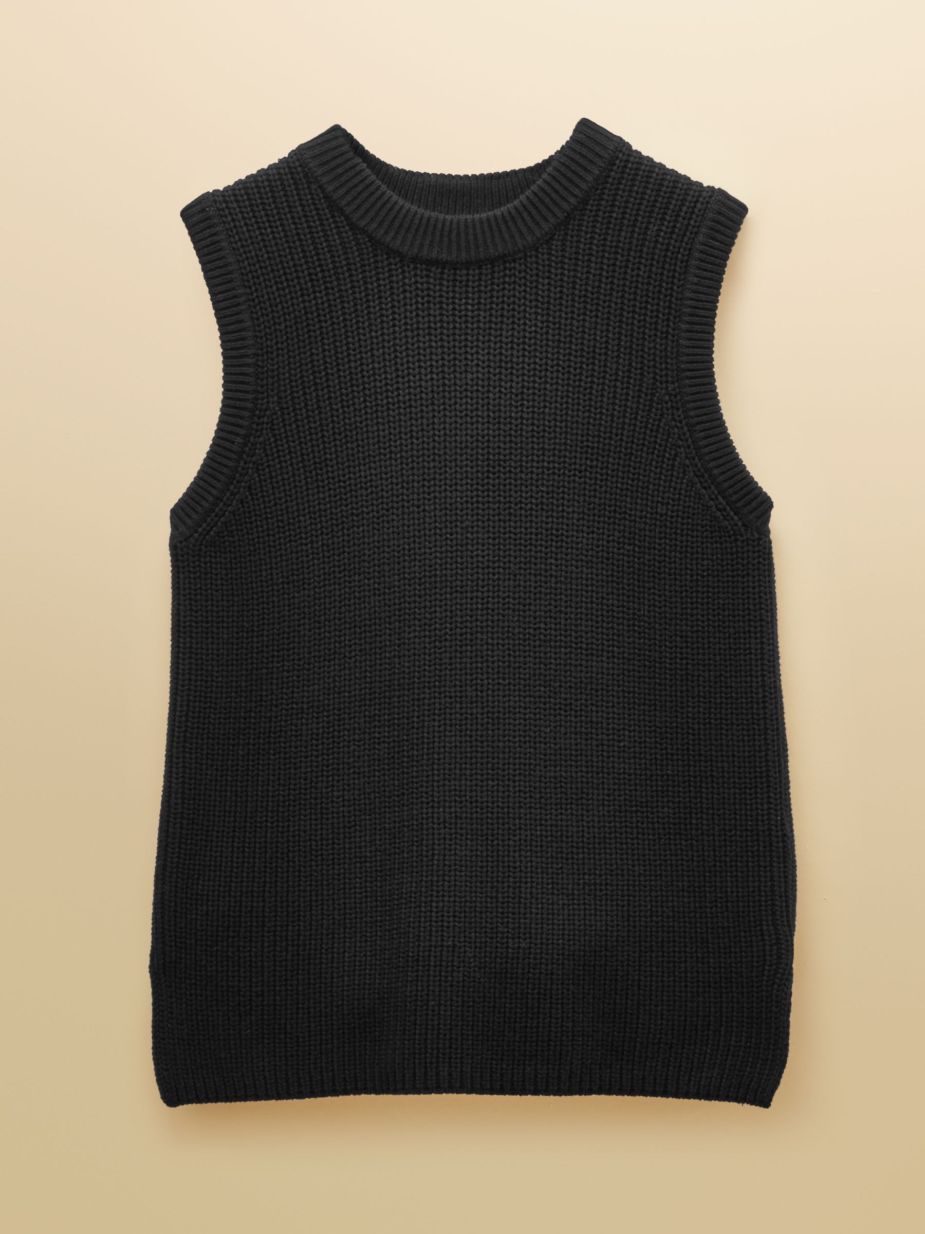 Black Crew Neck Ribbed Knitted Vest - Image 7 of 7