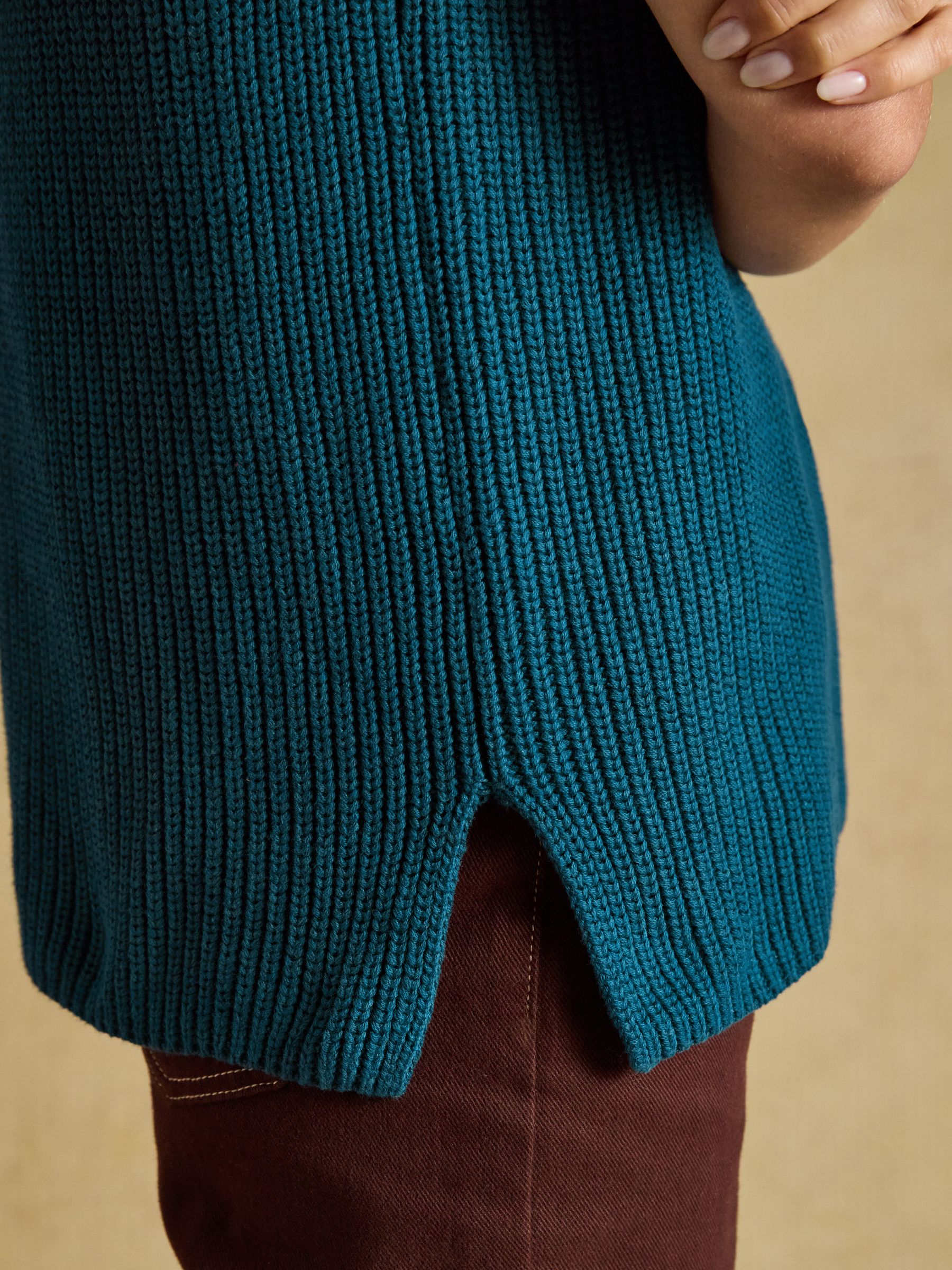 Teal Blue Crew Neck Ribbed Knitted Vest - Image 5 of 6