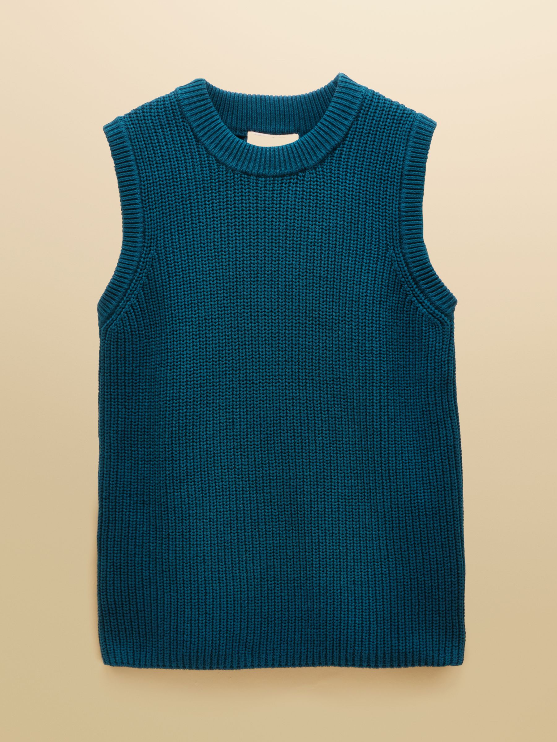 Teal Blue Crew Neck Ribbed Knitted Vest - Image 6 of 6